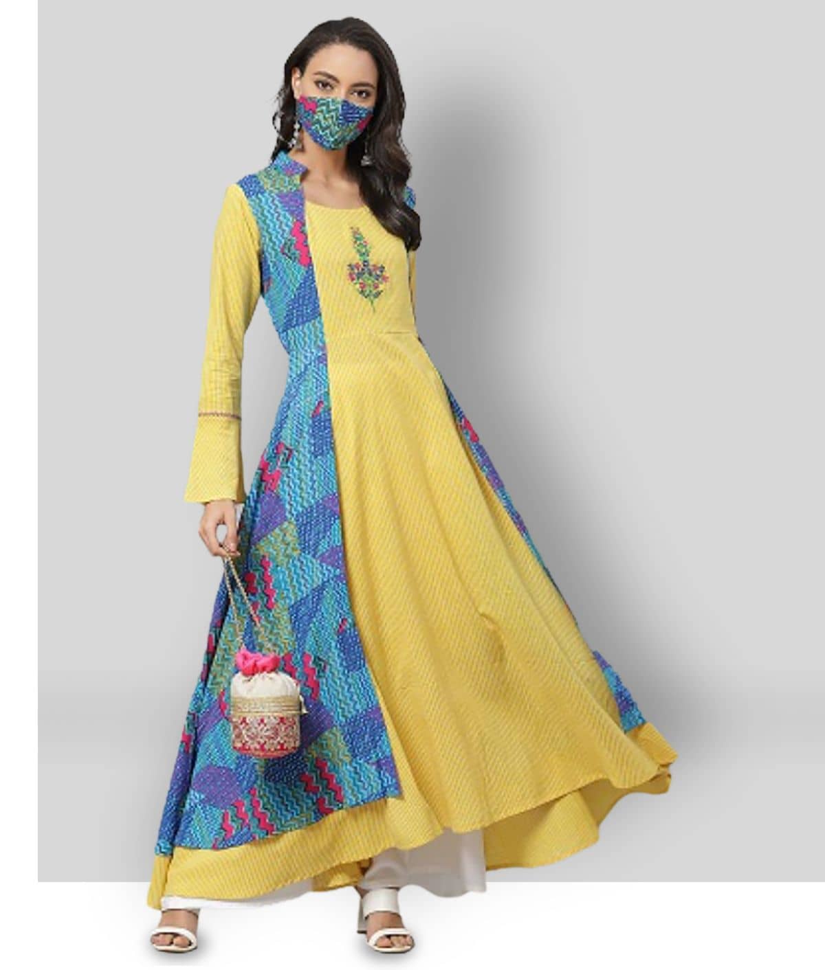 Yash Gallery Pack of 1 Rayon Printed Double Layered Women's Kurti - ( Multicolor ) - Kurtis, Tunics | Buy online on ZillyBuy