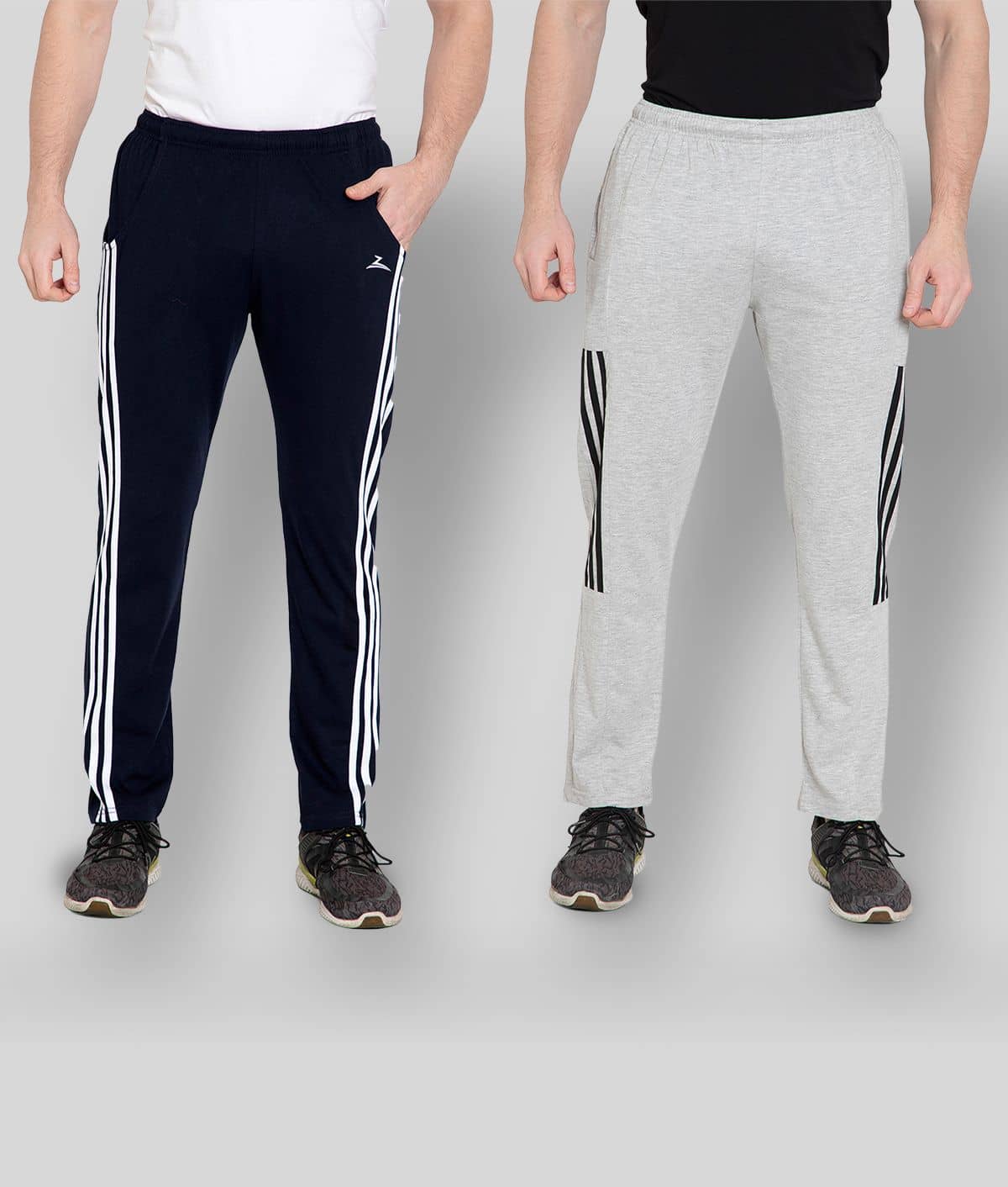 Zeffit -  Light Grey Cotton Blend Men's Sports Trackpants ( Pack of 2 ) - Track Pants | Buy online on ZillyBuy