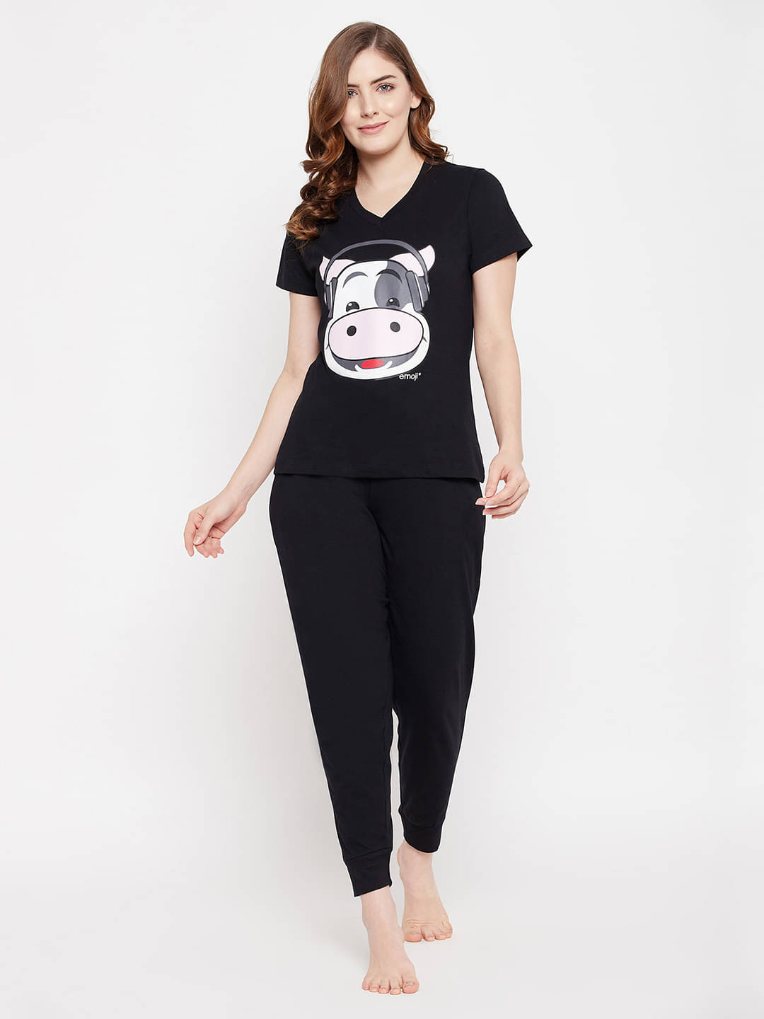 Clovia - Black Cotton Women's Nightwear Nightsuit Sets ( Pack of 1 )     			Clovia - Black Cotton Women's Nightwear Nightsuit Sets ( Pack of 1 )