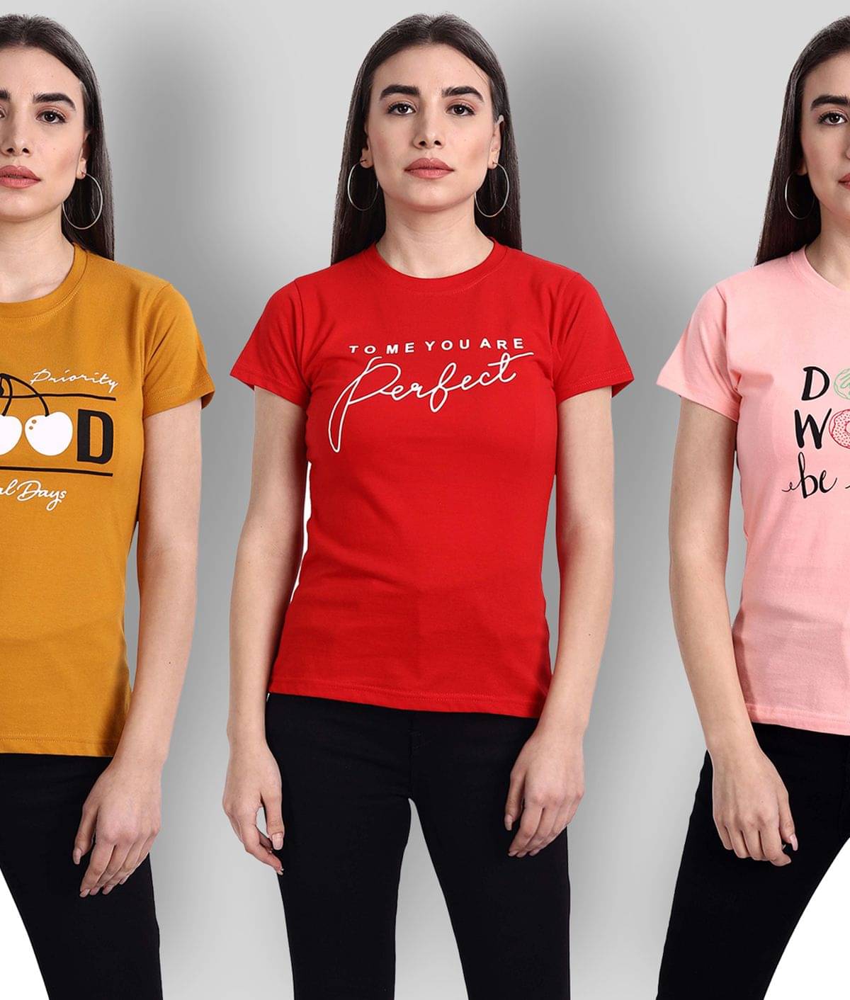 Fabflee Women Cotton Regular Fit Round Neck T-Shirt ( Multi Color ) Fabflee Women Cotton Regular Fit Round Neck T-Shirt ( Multi Color )