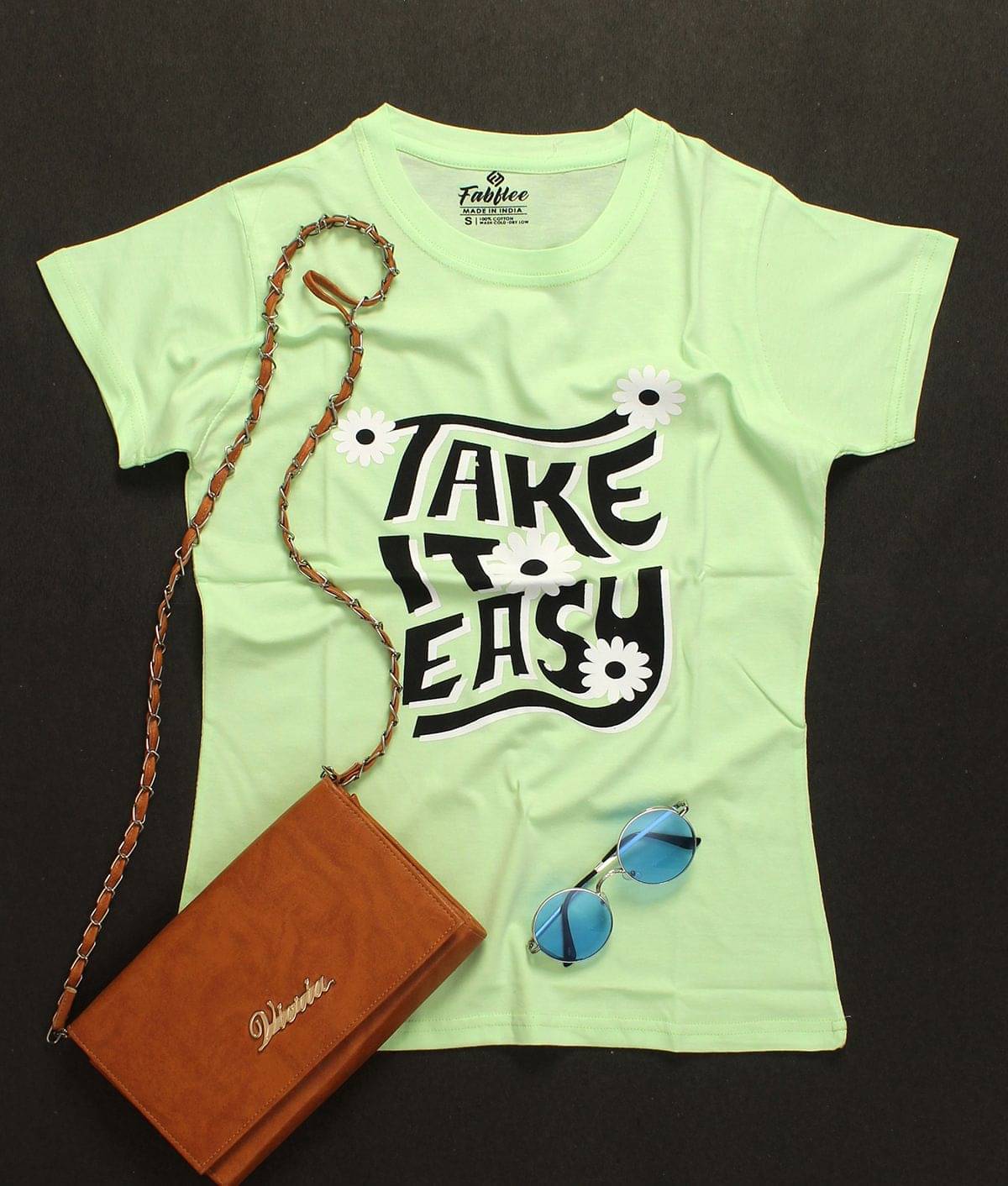 Fabflee Women Cotton Printed Regular Fit Round Neck T-Shirt ( Green )     			Fabflee Women Cotton Printed Regular Fit Round Neck T-Shirt ( Green )