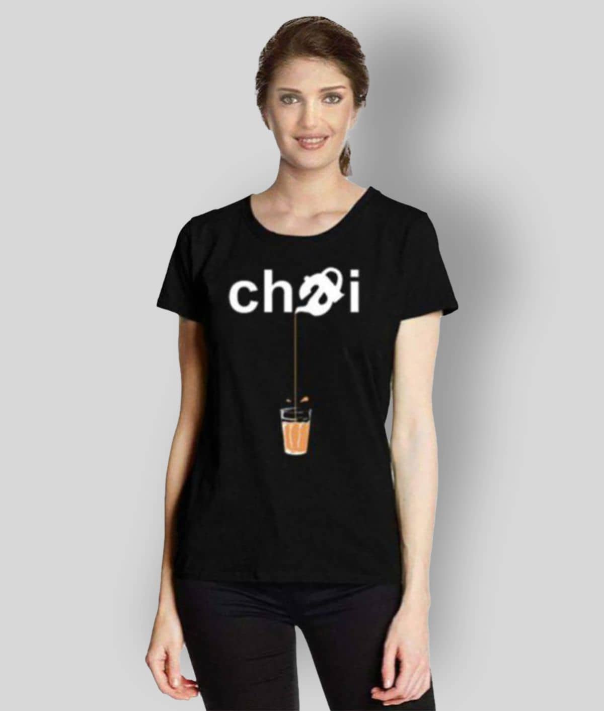 Neo Garments Women Cotton Regular Fit Round Neck T-Shirt ( Black )