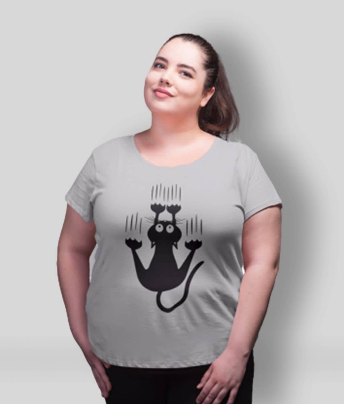 Neo Garments Women Cotton Printed Regular Fit Round Neck T-Shirt ( Dark Grey )
