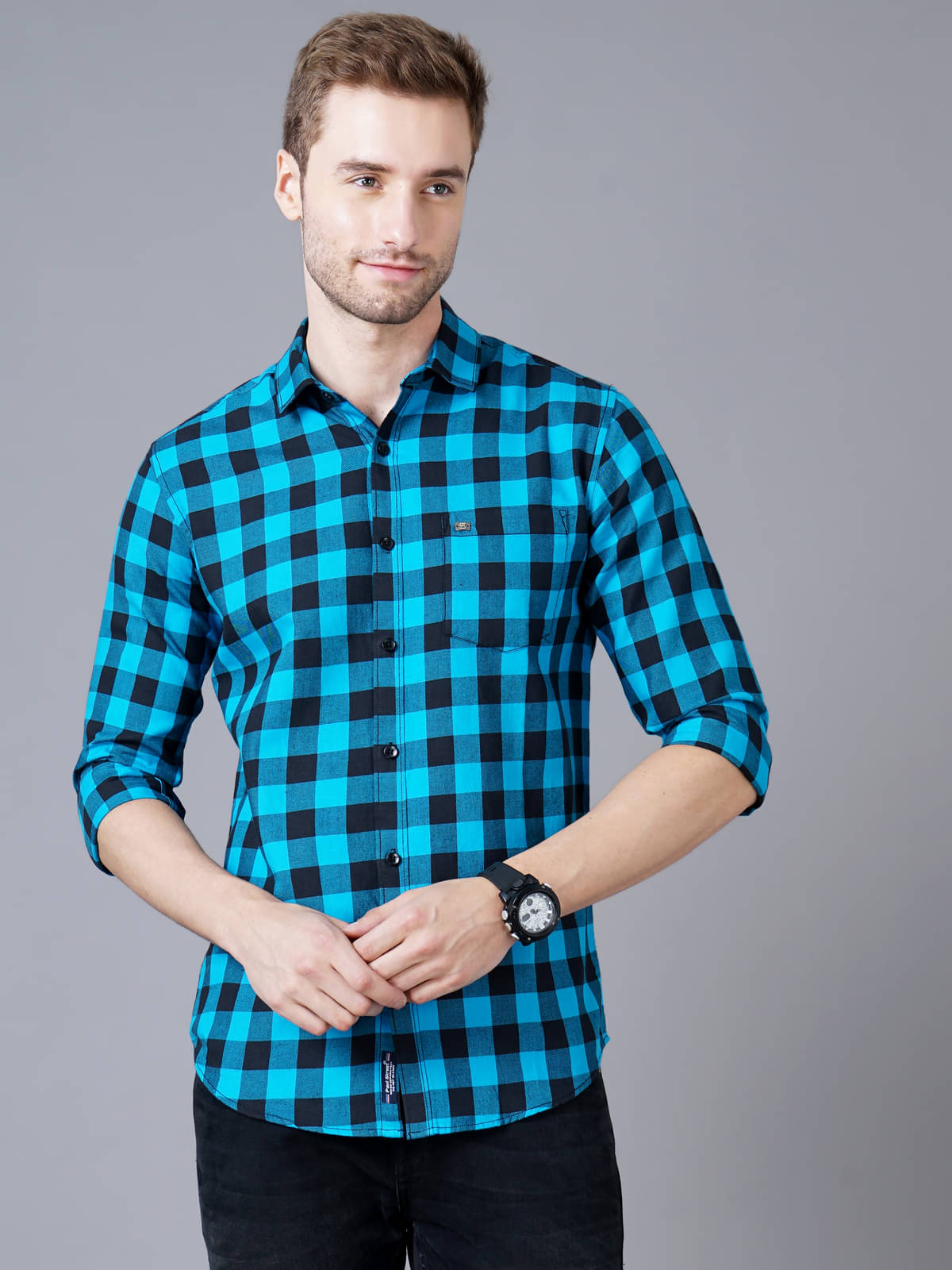     			Paul Street - Blue Cotton Slim Fit Men's Casual Shirt ( Pack of 1 )