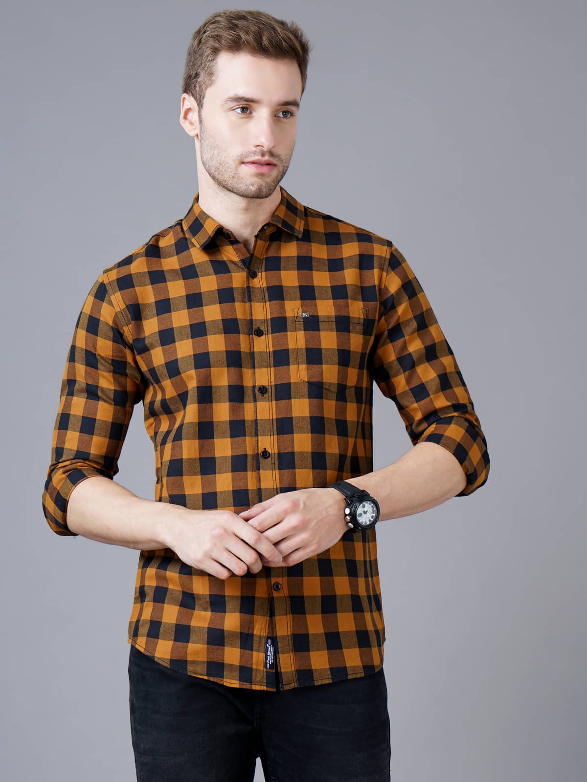 Paul Street - Brown Cotton Slim Fit Men's Casual Shirt ( Pack of 1 )     			Paul Street - Brown Cotton Slim Fit Men's Casual Shirt ( Pack of 1 )