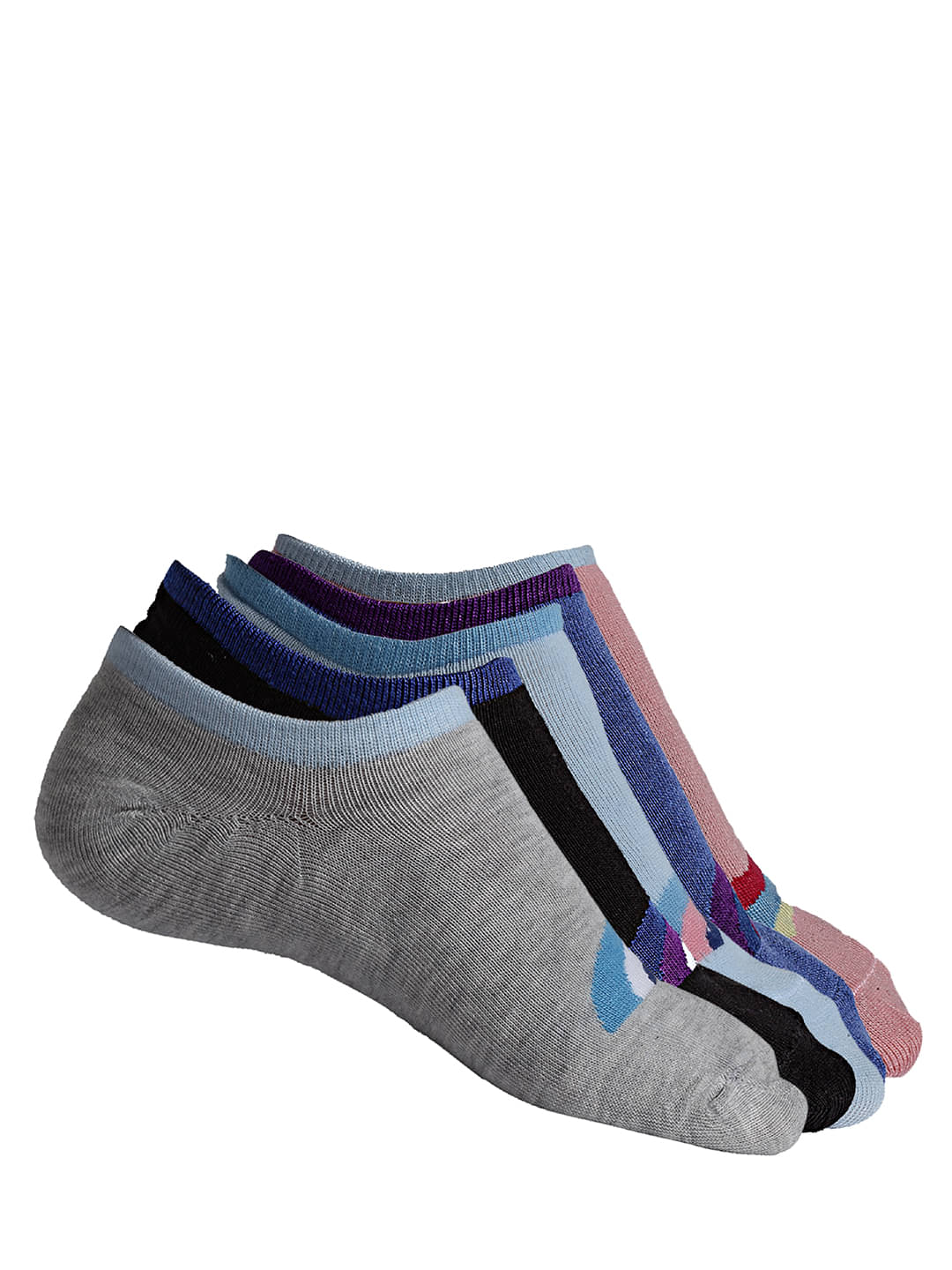 Texlon - Multicolor Cotton Women's No Show Socks ( Pack of 5 ) Texlon - Multicolor Cotton Women's No Show Socks ( Pack of 5 )
