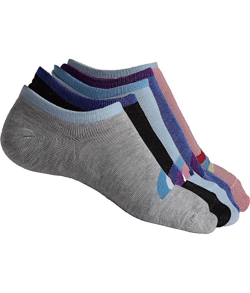 Texlon - Multicolor Cotton Women's No Show Socks ( Pack of 5 ) - Socks | Buy online on ZillyBuy