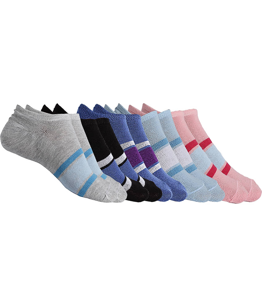 Texlon - Multicolor Cotton Women's No Show Socks ( Pack of 5 ) - Socks | Buy online on ZillyBuy