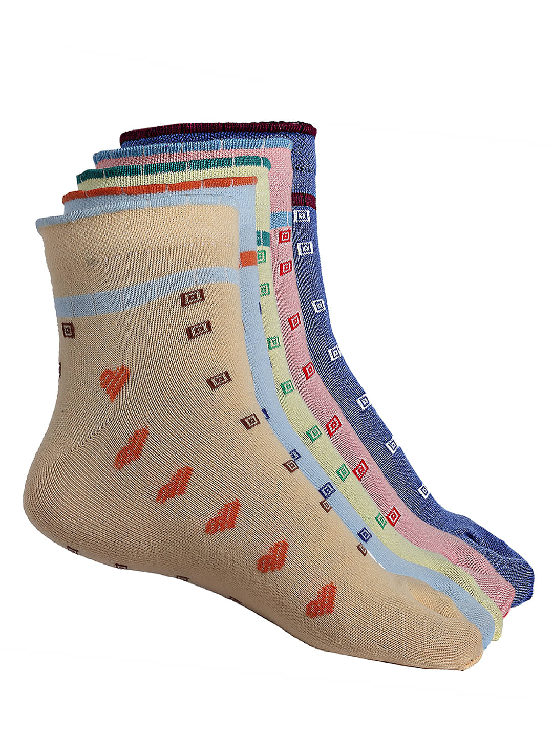 Texlon - Multicolor Cotton Women's Ankle Length Socks ( Pack of 5 )     			Texlon - Multicolor Cotton Women's Ankle Length Socks ( Pack of 5 )