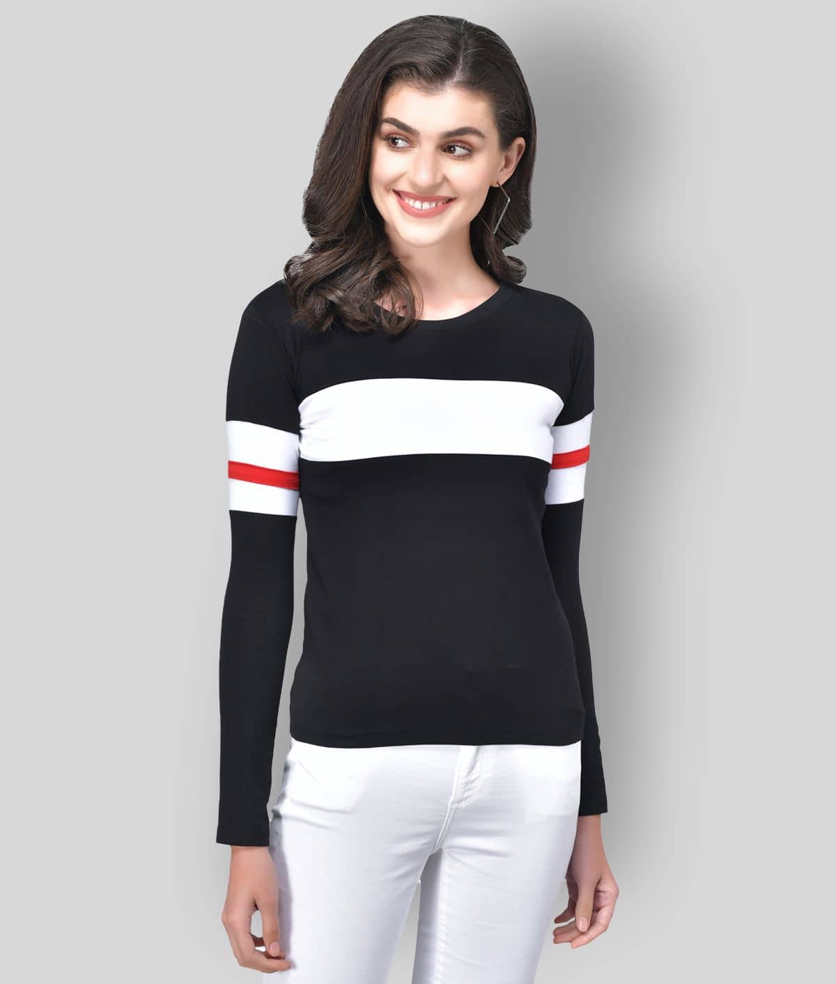The Dry State Women Cotton Blend Colorblock Regular Fit Round Neck T-Shirt ( Multicolor )
