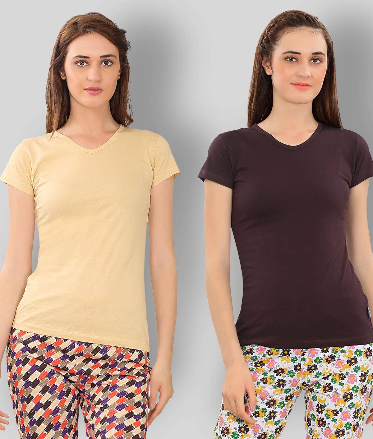     			Zebu Women Cotton Solid Regular Fit Round Neck T-Shirt ( Multicolor )