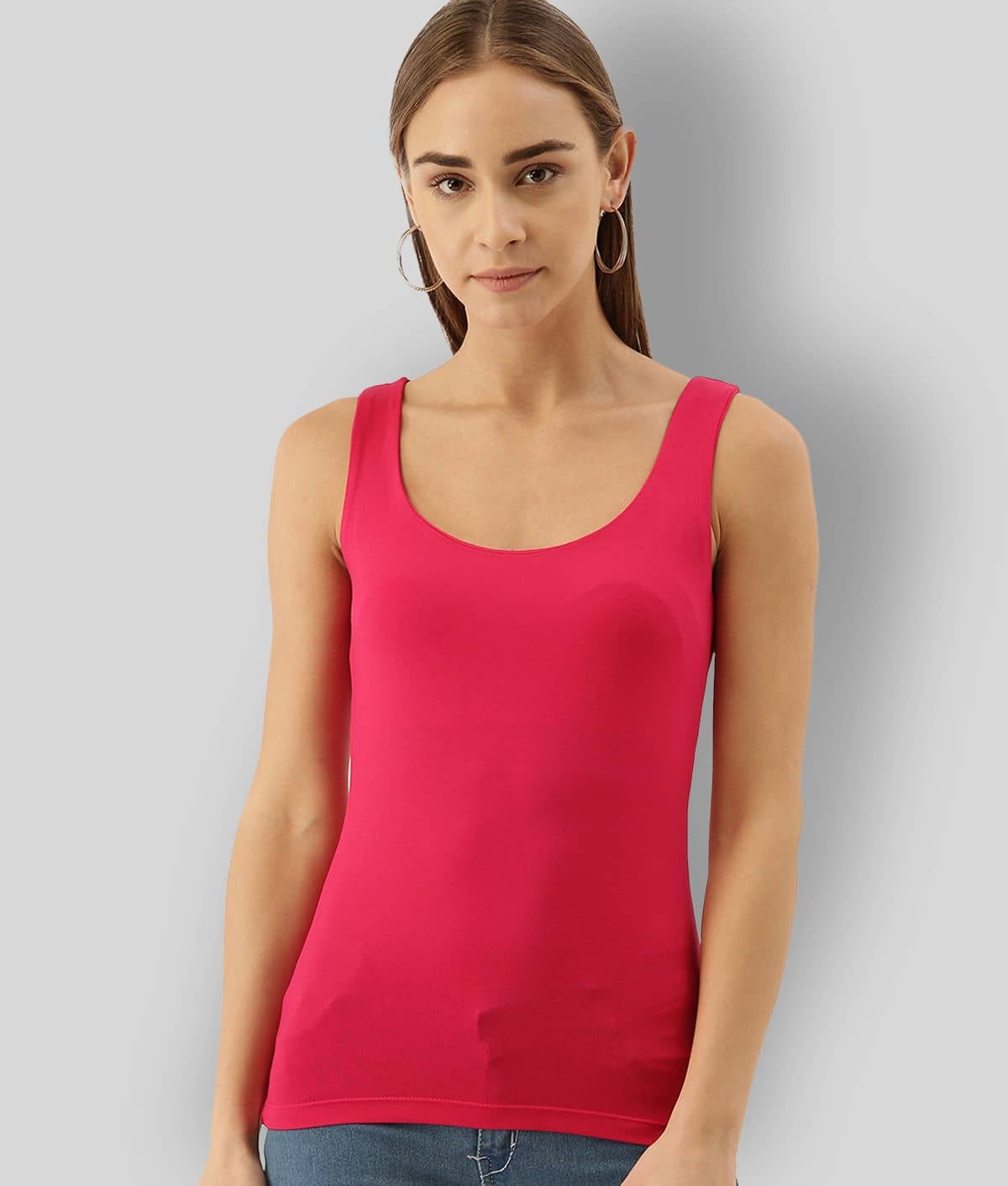 Zebu Women Viscose Slim Fit Round Neck T-Shirt ( Pink )