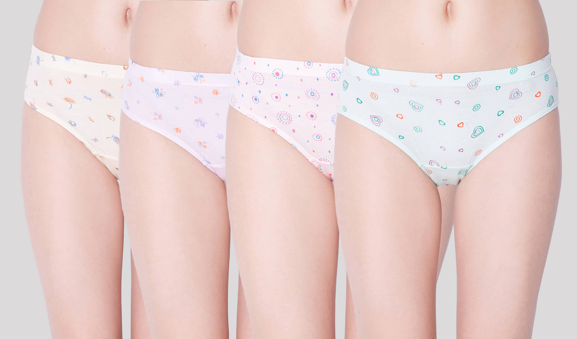 Dollar Missy Pack of 4 Cotton Printed Women's Hipster ( Multi Color )