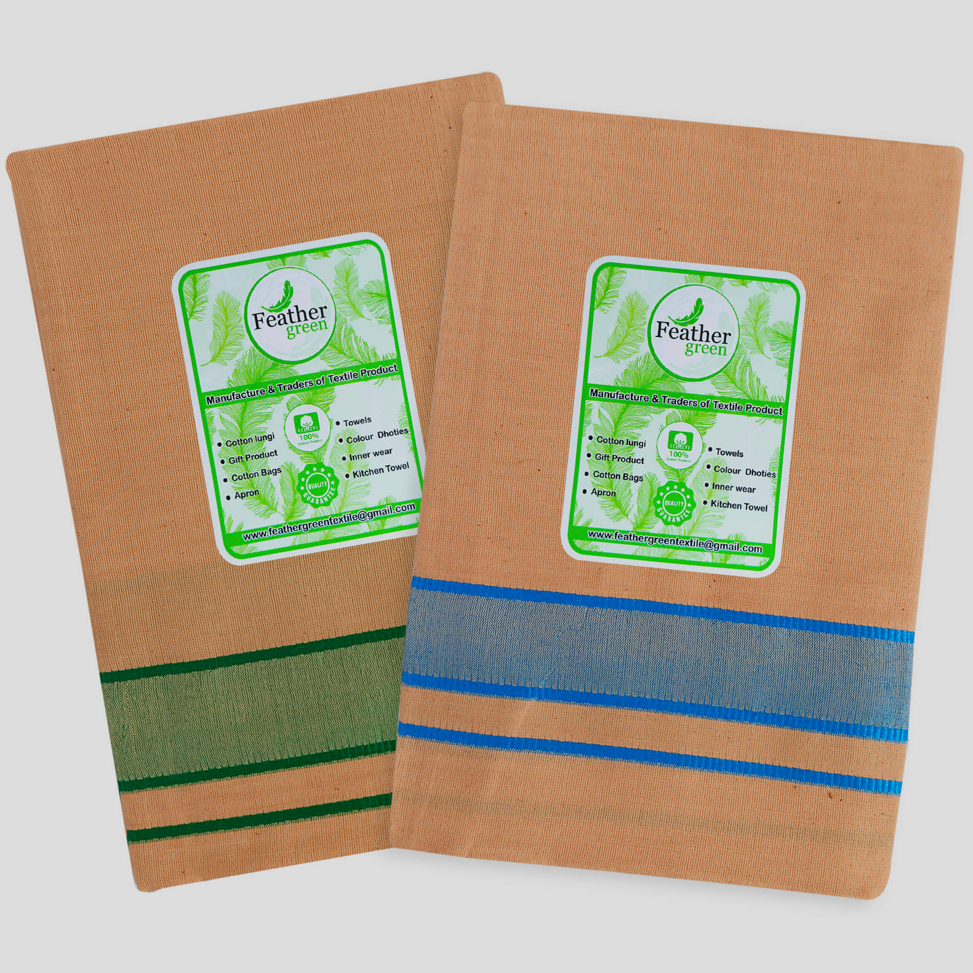     			Feather Green - Multicolor Cotton Men's Lungi ( Pack of 2 )
