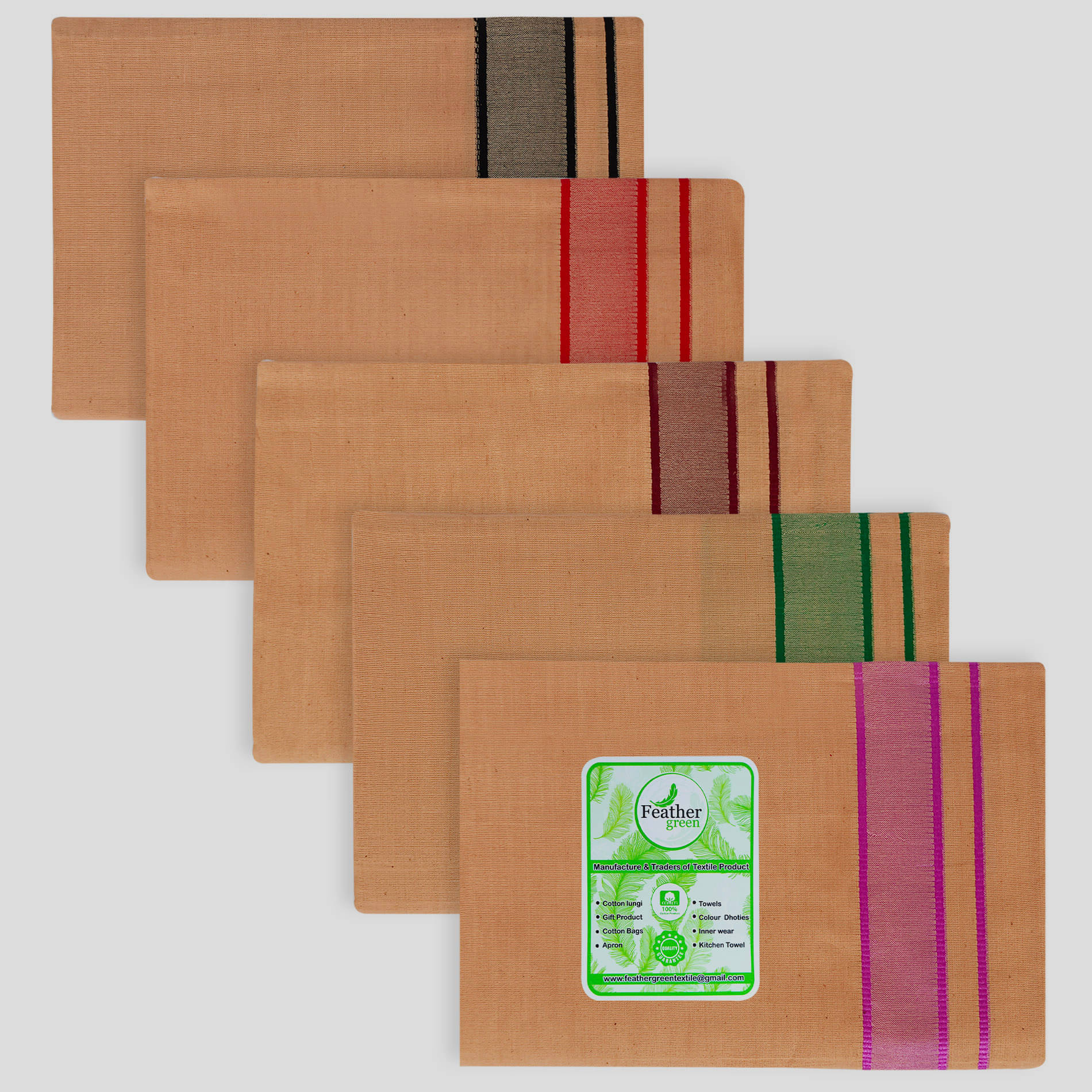 Feather Green - Multicolor Cotton Men's Dhoti ( Pack of 5 ) Feather Green - Multicolor Cotton Men's Dhoti ( Pack of 5 )