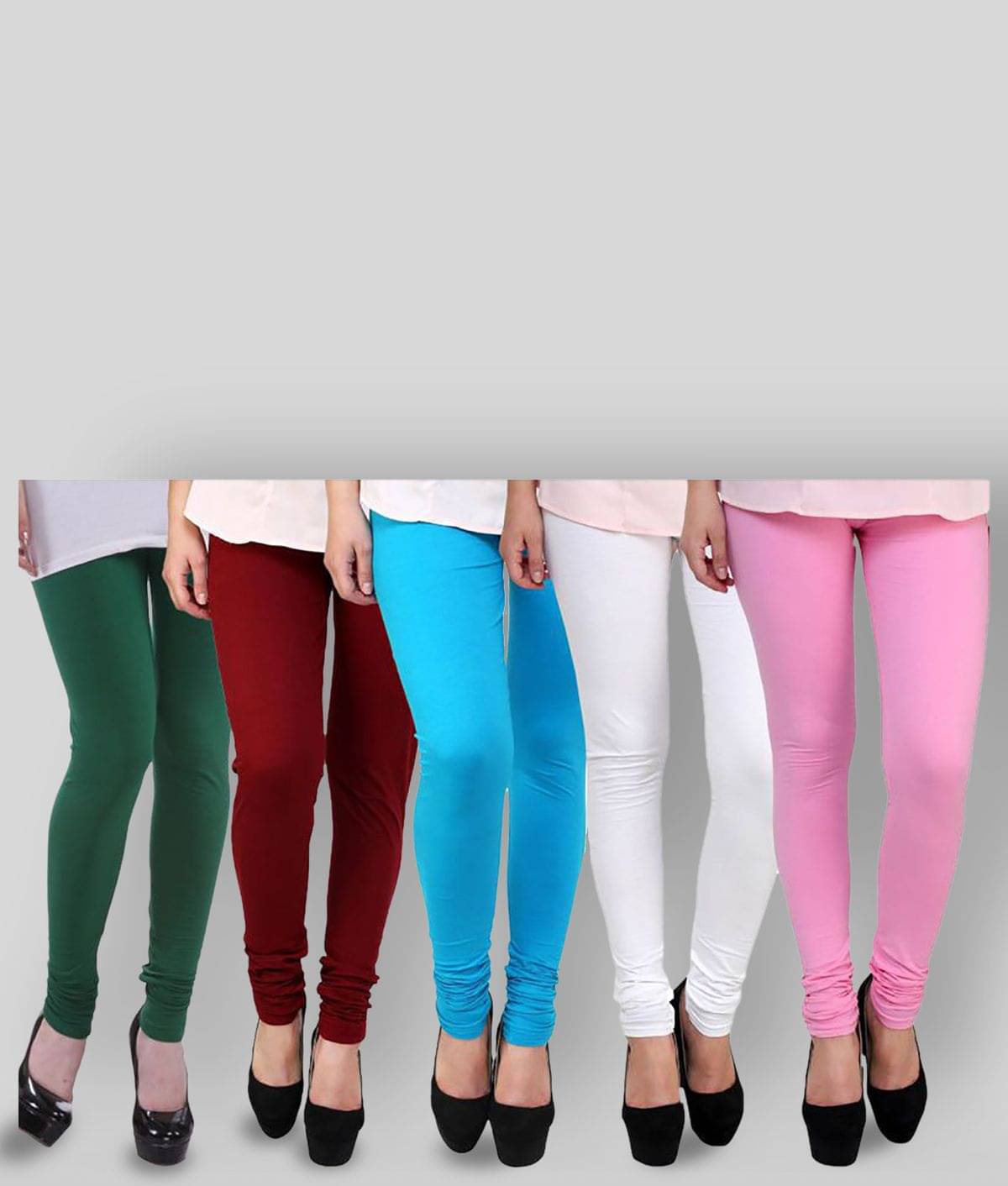     			FnMe - Multicolor Cotton Blend Women's Leggings ( Pack of 5 )