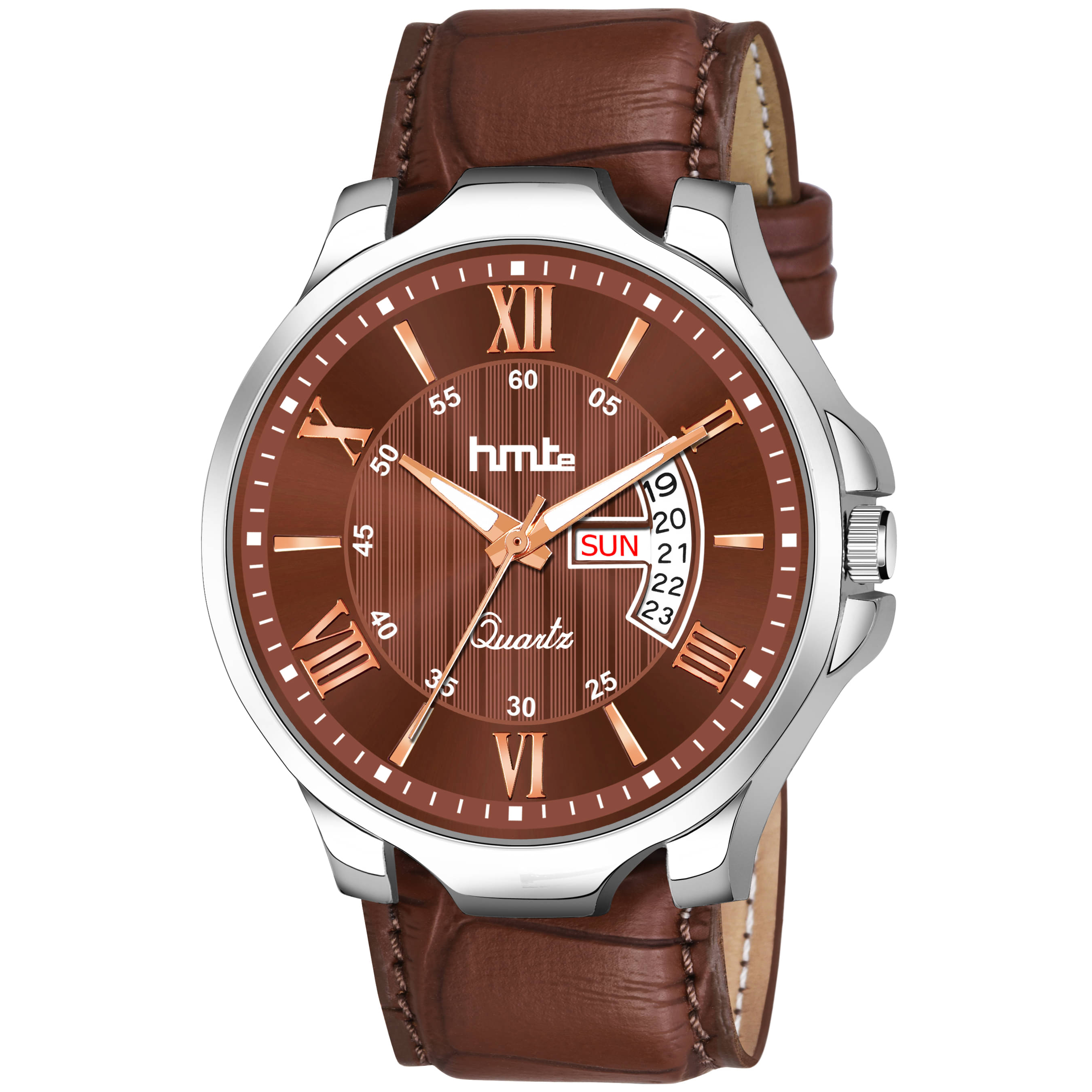     			HMTe - Brown Leather Analog Men's Watch