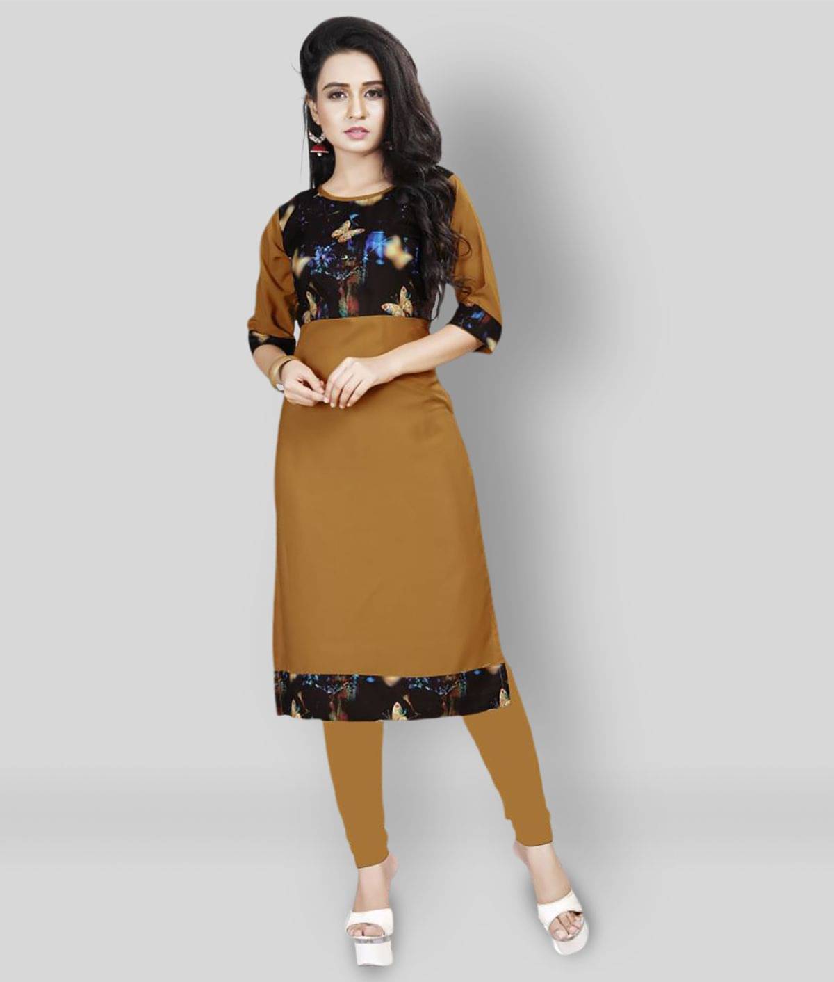 Jiya Enterprise - Multicolor Crepe Women's Straight Kurti ( Pack of 1 ) Jiya Enterprise - Multicolor Crepe Women's Straight Kurti ( Pack of 1 )