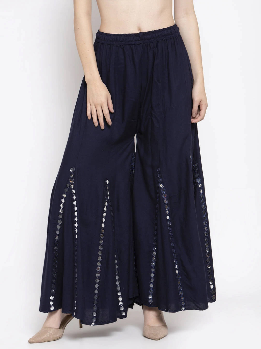 OMAYA - Navy Blue Rayon Flared Women's Palazzos ( Pack of 1 ) OMAYA - Navy Blue Rayon Flared Women's Palazzos ( Pack of 1 )