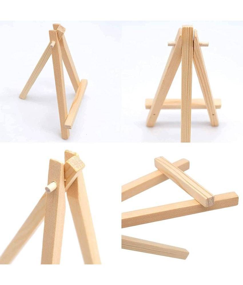     			PRANSUNITA Mini Wooden Display Easel Size 7 nches - A-Frame Display Stand for Displaying Small Canvases, Business Cards, Photos, DIY Crafts, Home Decorations- Pack of 10 pcs