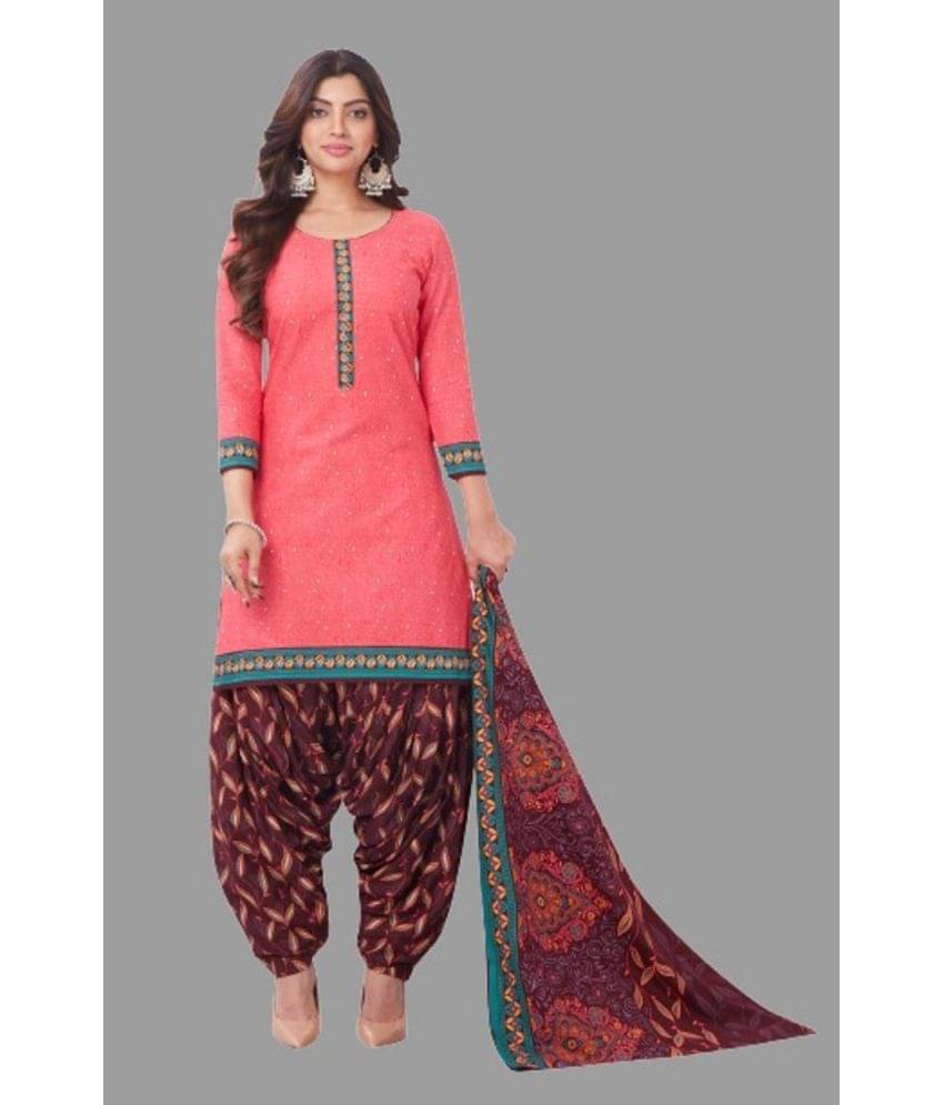 SIMMU - Pink Printed Unstitched Dress Material ( Pack of 1 )     			SIMMU - Pink Printed Unstitched Dress Material ( Pack of 1 )