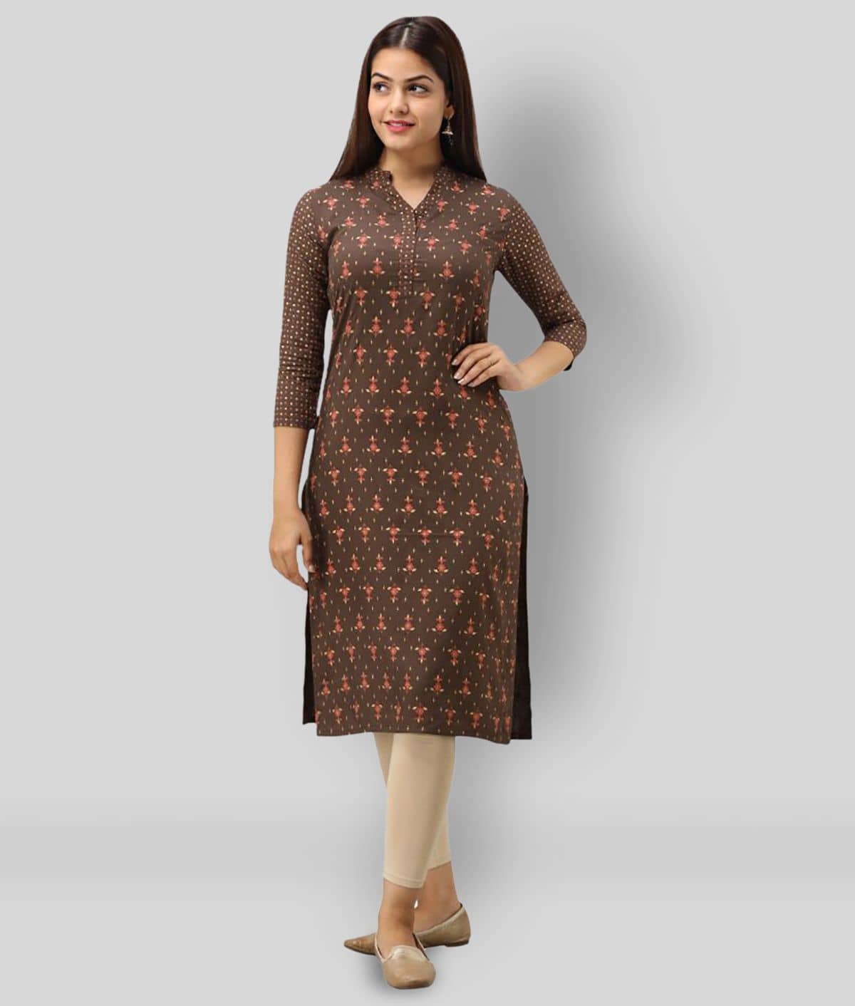 SVARCHI - Brown Viscose Women's Straight Kurti ( Pack of 1 ) - Kurtis, Tunics | Buy online on ZillyBuy