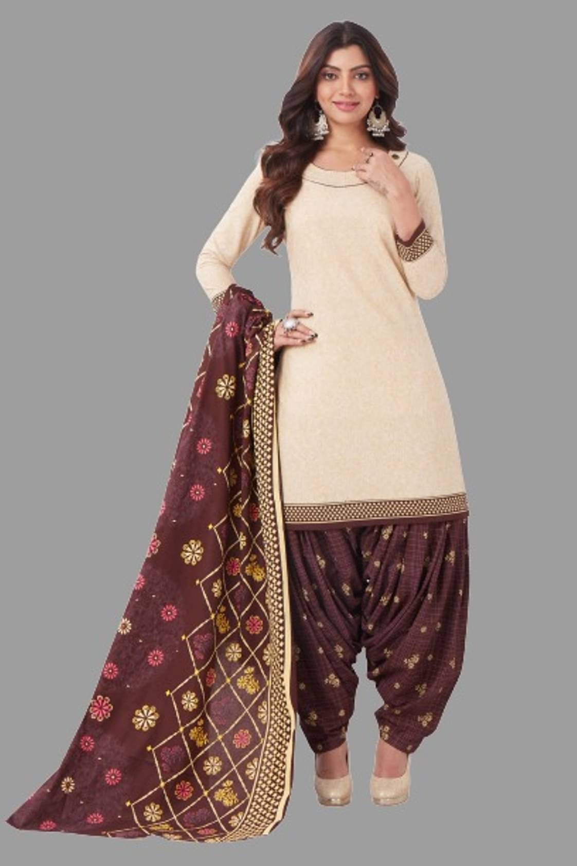     			shree jeenmata collection - Beige Solid Unstitched Dress Material ( Pack of 1 )
