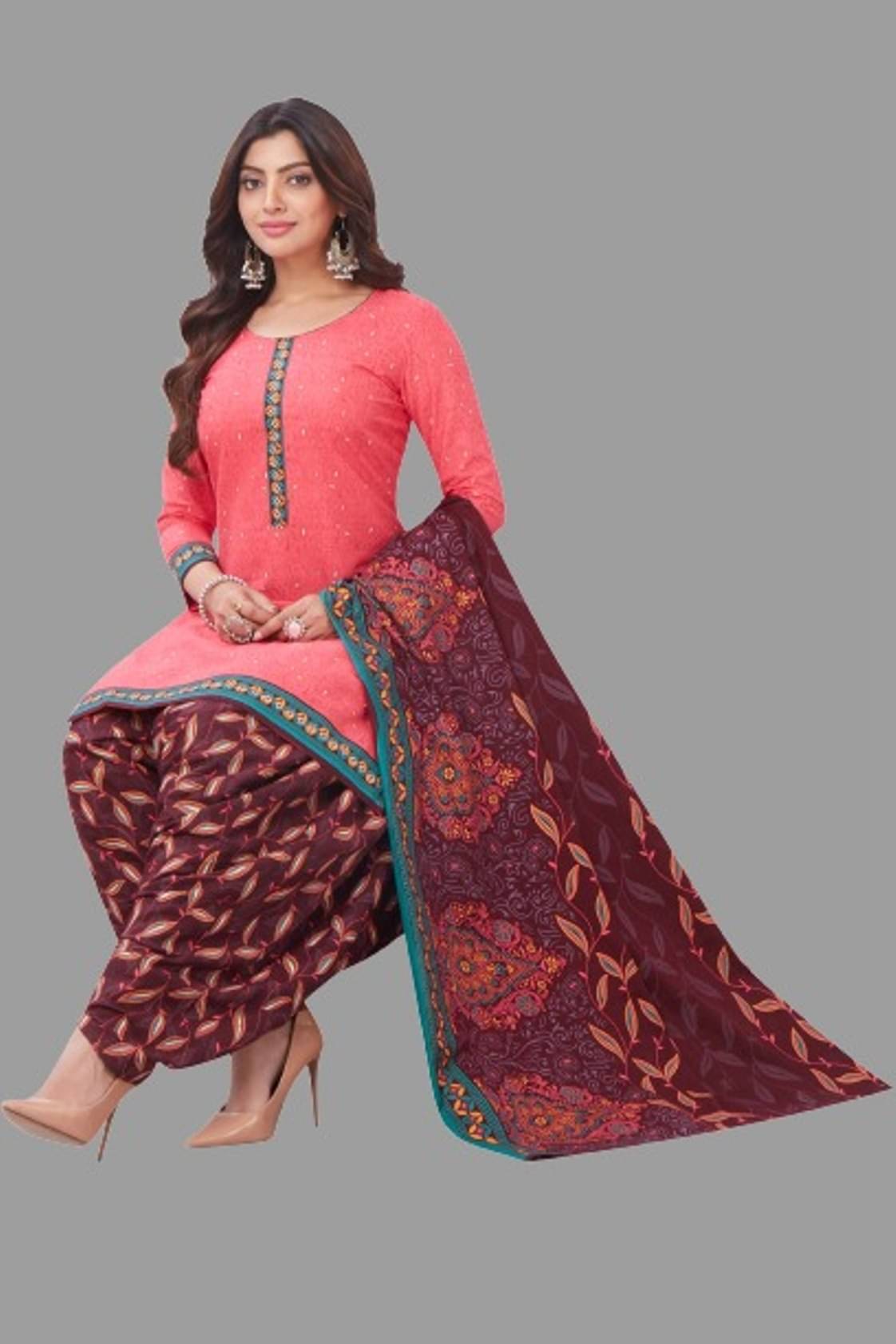 shree jeenmata collection - Pink Printed Unstitched Dress Material ( Pack of 1 ) shree jeenmata collection - Pink Printed Unstitched Dress Material ( Pack of 1 )