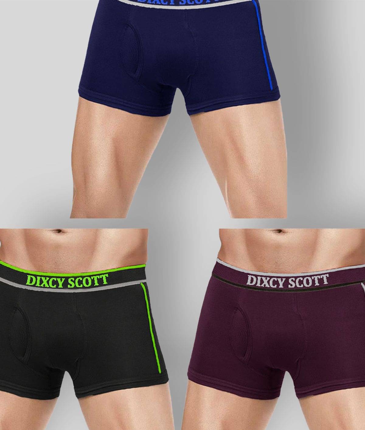     			Dixcy Scott - Blue 100% Cotton Men's Trunks ( Pack of 3 )