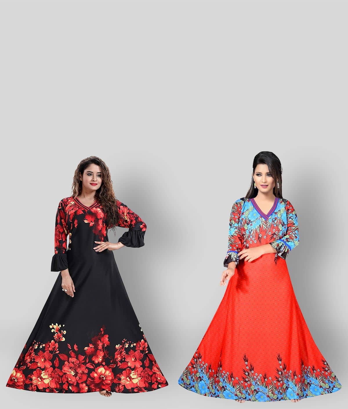 PURSA - Red Satin Women's Nightwear Nighty & Night Gowns ( Pack of 2 ) - Nightwear & Loungewear | Buy online on ZillyBuy