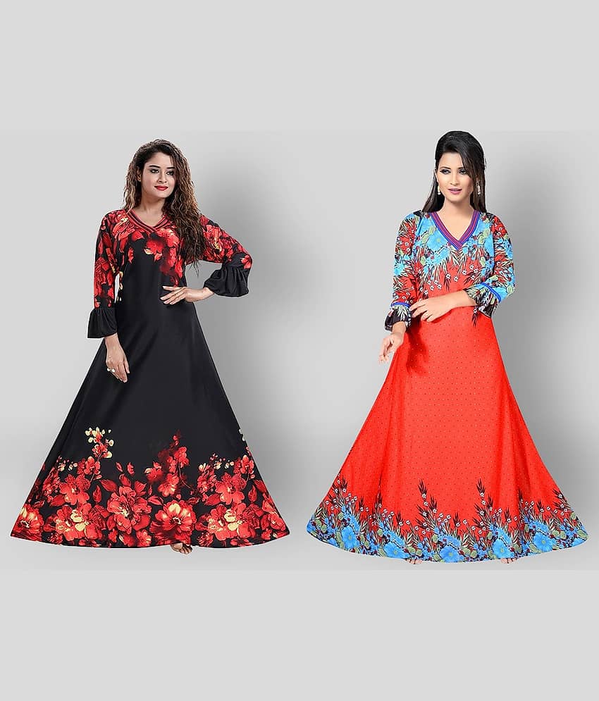 PURSA - Red Satin Women's Nightwear Nighty & Night Gowns ( Pack of 2 ) - Nightwear & Loungewear | Buy online on ZillyBuy
