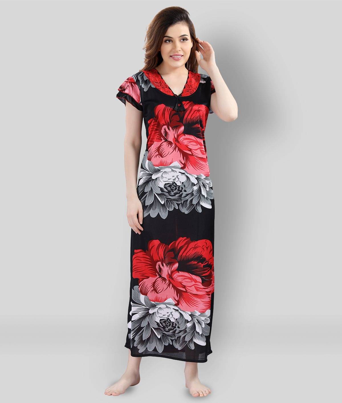     			Romaisa - Multicolor Satin Women's Nightwear Nighty & Night Gowns ( Pack of 1 )