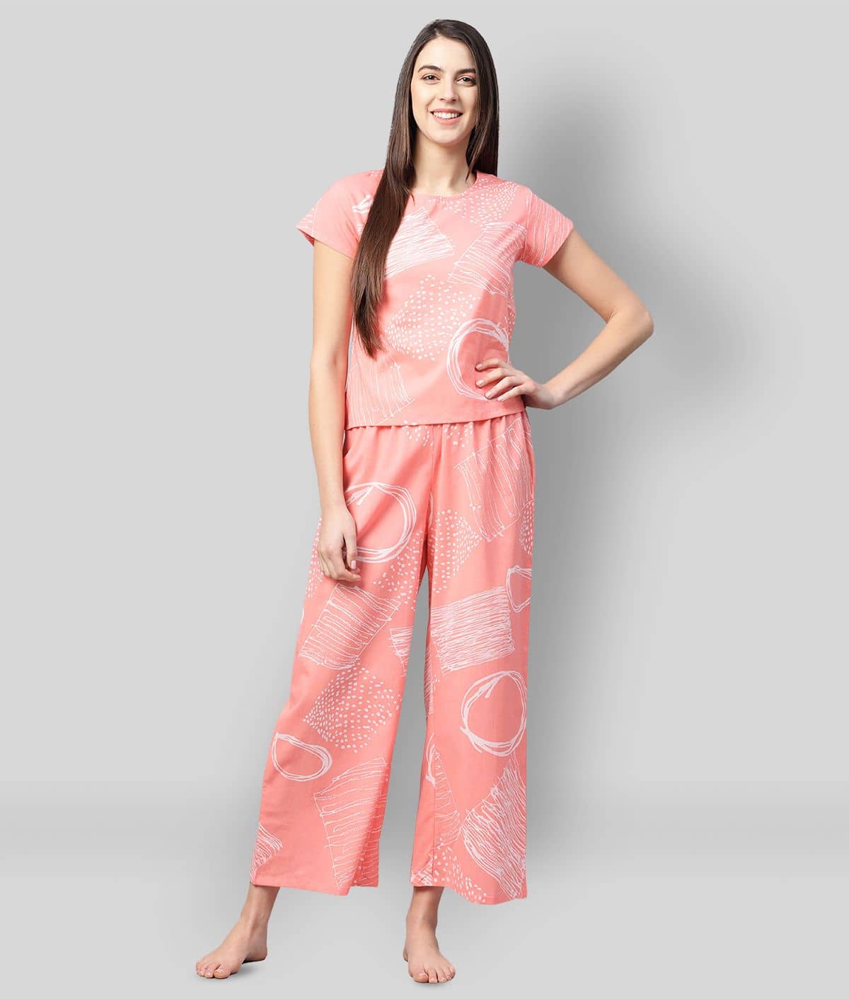 Yash Gallery Pink Cotton Women's Nightwear Nightsuit Sets ( Pack of 1 ) - Nightwear & Loungewear | Buy online on ZillyBuy