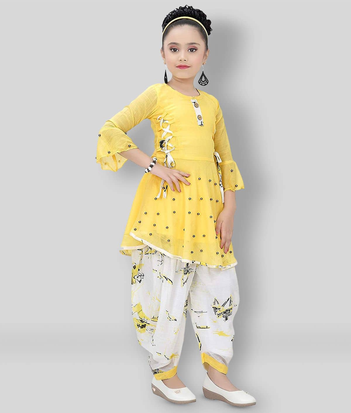 Cherry Tree Girls Cotton Blend Suit Set ( Yellow )
