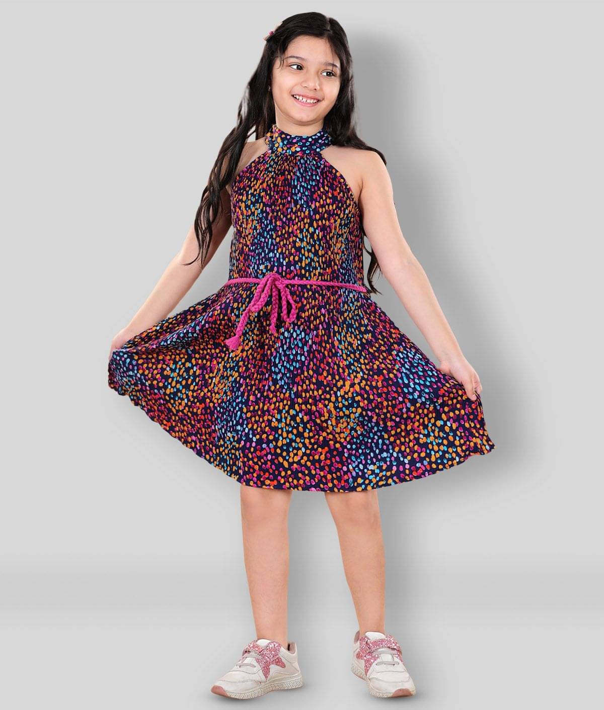     			StyleStone Crepe Fit And Flare Dress For Girls ( Pack of 1 , Multi )