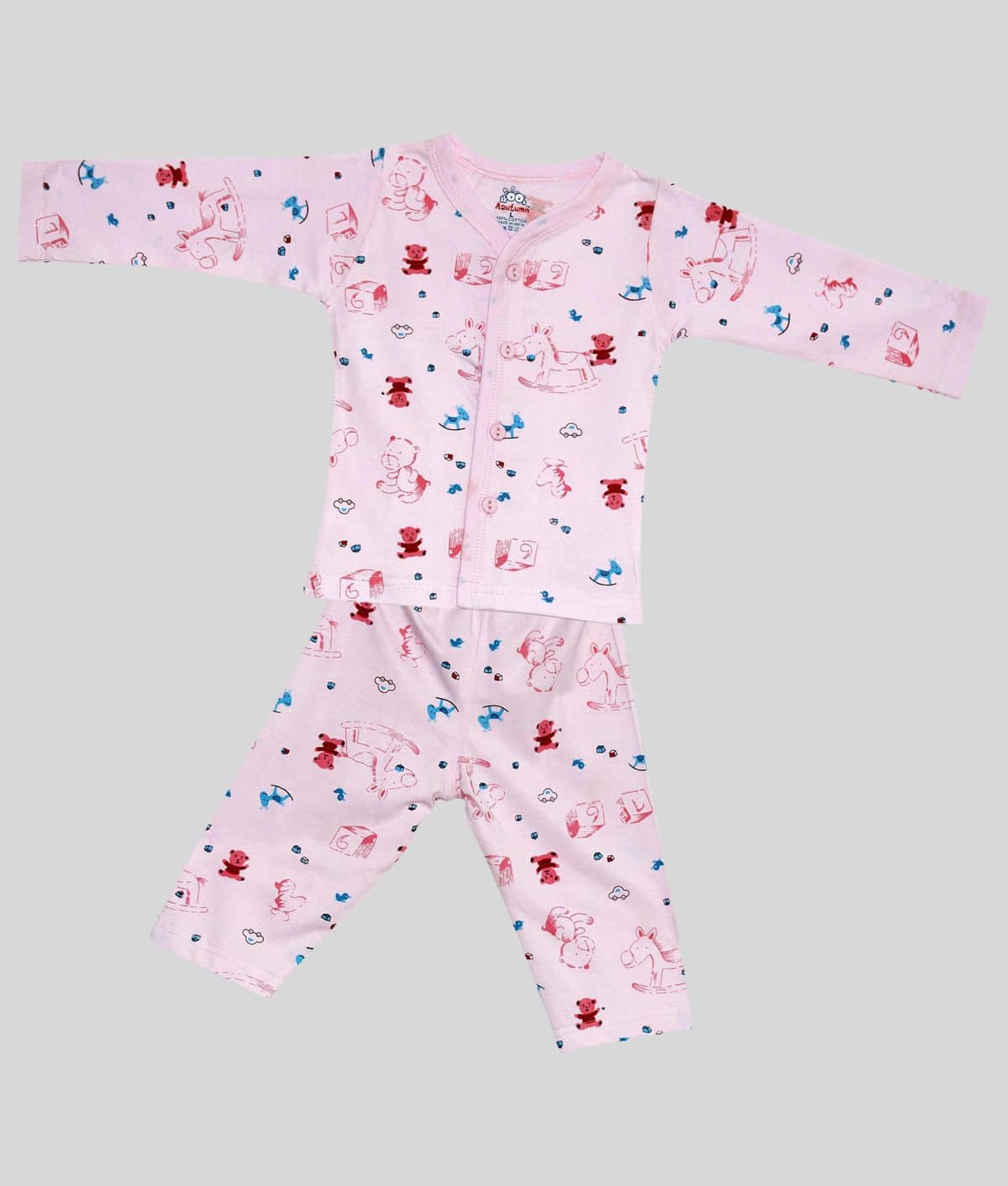 Aatumn Kids Wear Pack of 1 Baby Boys 100% Cotton Tops & Bottoms Sets ( Multi )