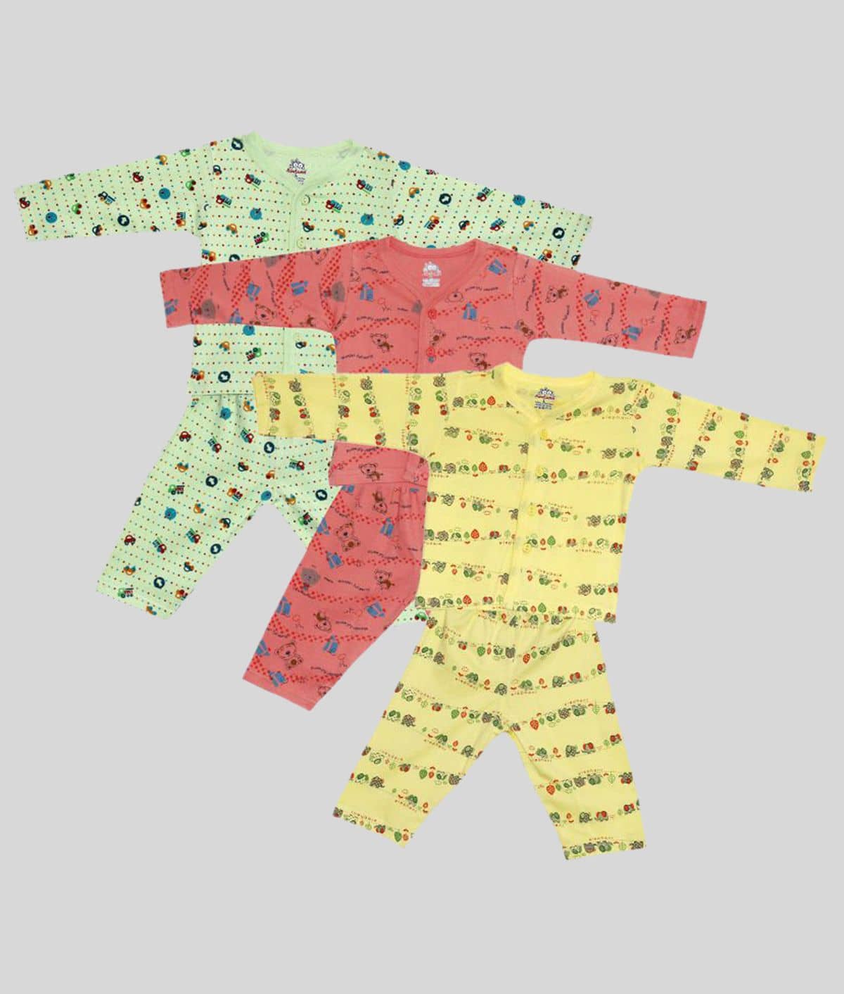 Aatumn Kids Wear Pack of 3 Baby Boys 100% Cotton Tops & Bottoms Sets ( Multi )