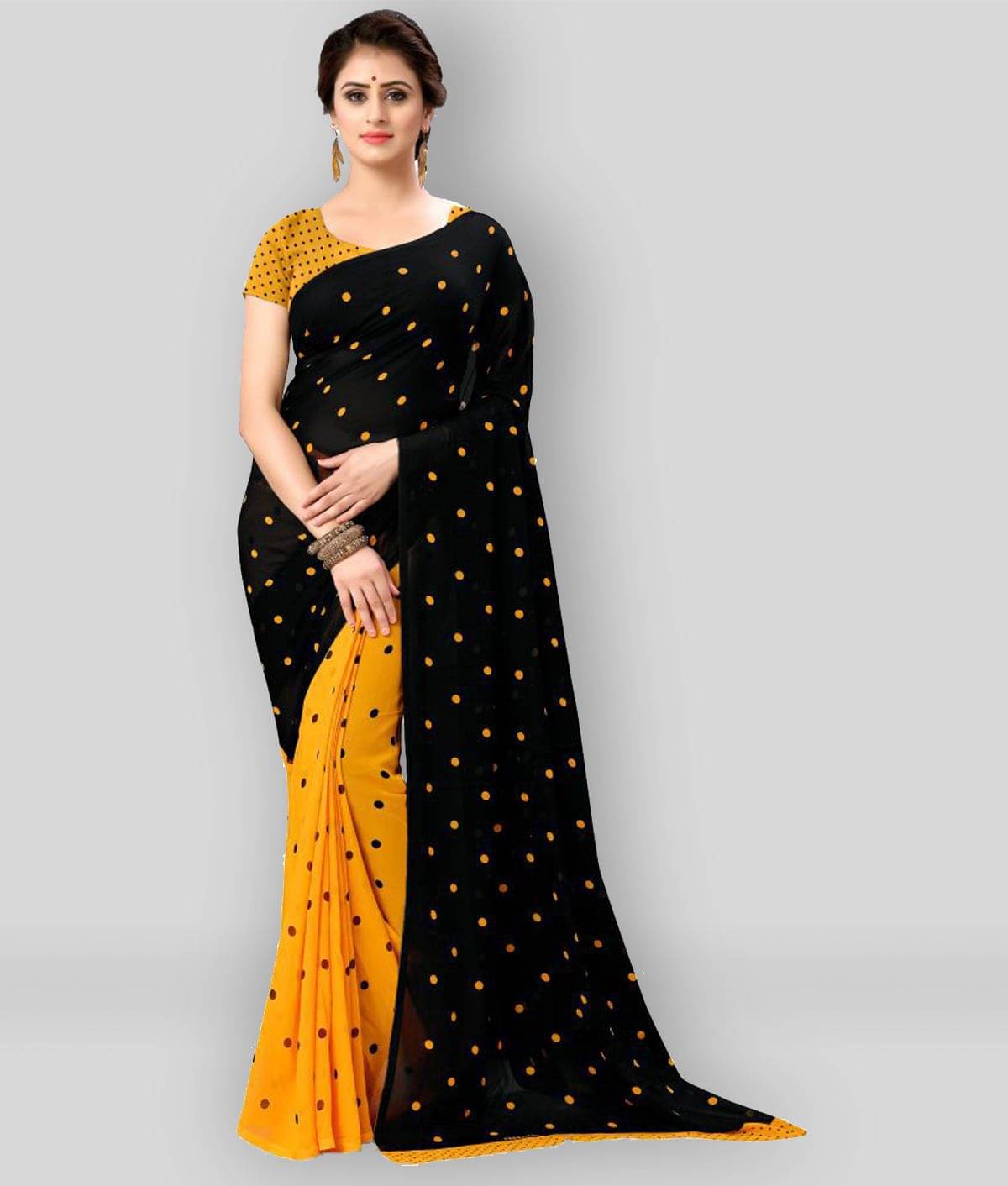 Anand Georgette Printed Saree With Unstitched Blouse Piece ( Multicolour ) Anand Georgette Printed Saree With Unstitched Blouse Piece ( Multicolour )