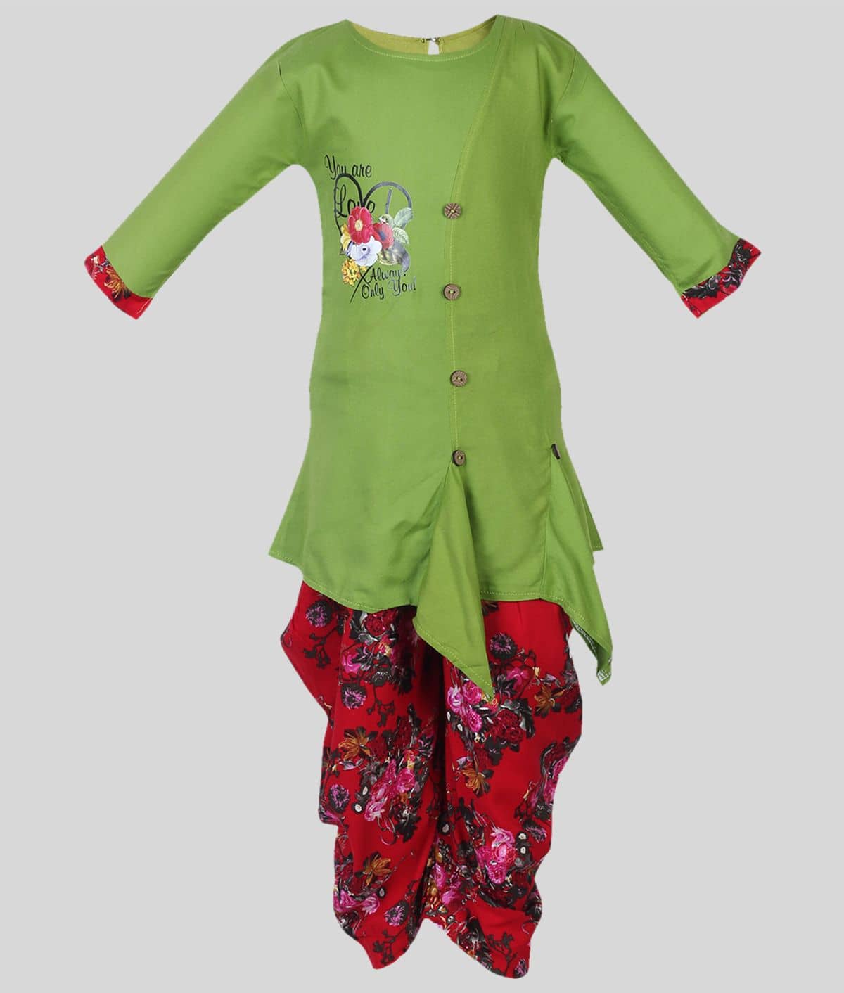 Arshia Fashions Girls Viscose Patiala Kurta Set ( Pack of 1 , Green )
