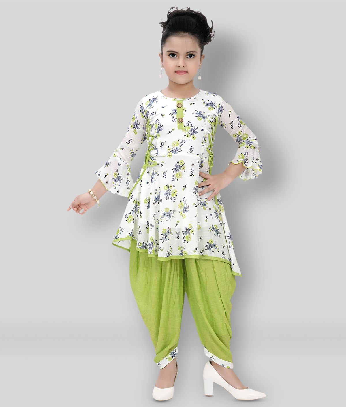 Arshia Fashions Girls Rayon Patiala Kurta Set ( Pack of 1 , Pink )