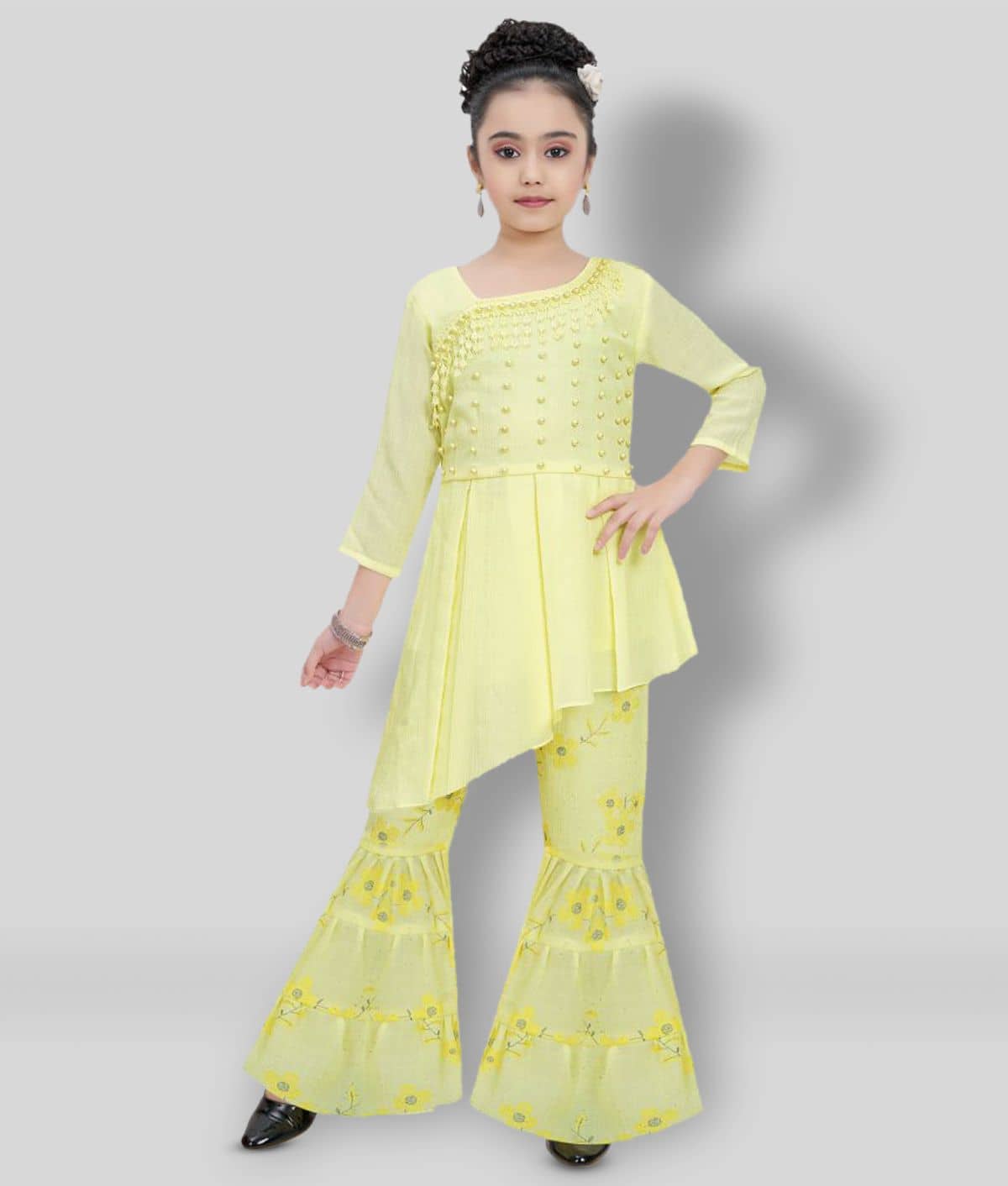 Arshia Fashions Girls Faux Viscose ( , Yellow )