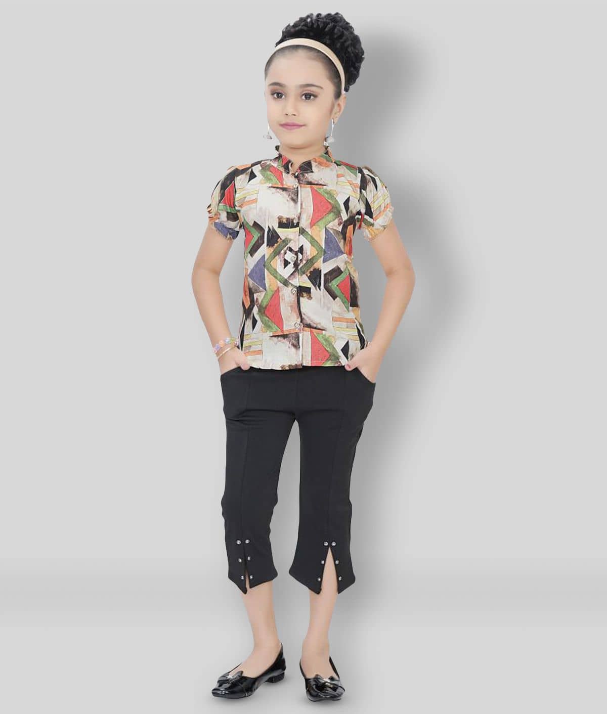 Arshia Fashions Pack of 1 Girls Cotton Blend Shirt With Capris ( Multi )
