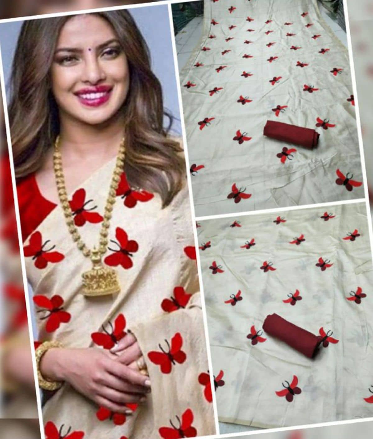 Bhuwal Fashion Art Silk Embroidered Saree With Unstitched Blouse Piece ( Red ) - Sarees | Buy online on ZillyBuy