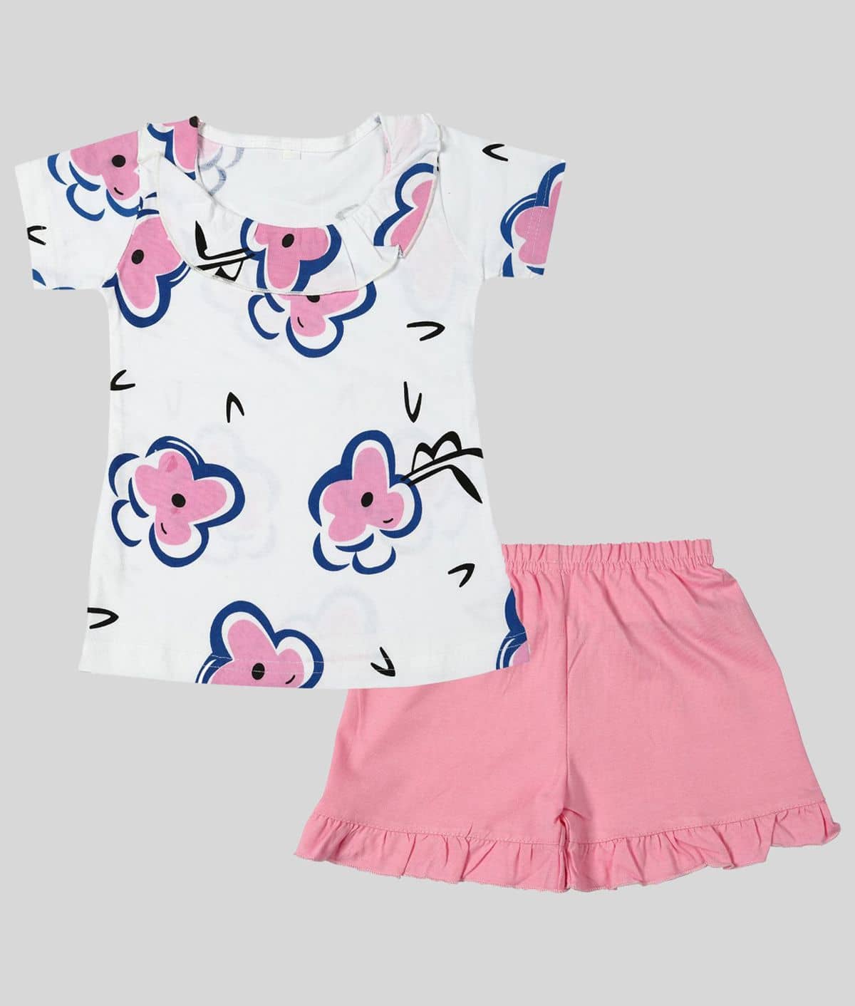 CATCUB - Pink Cotton Girl's Top With Shorts ( Pack of 1 )