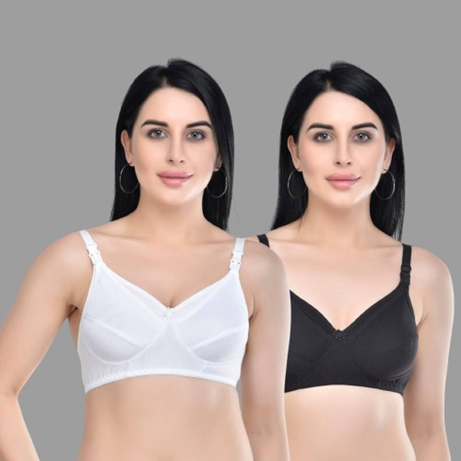 Desiprime - Multicolor Cotton Solid Women's Maternity Bra ( Pack of 2 ) Desiprime - Multicolor Cotton Solid Women's Maternity Bra ( Pack of 2 )
