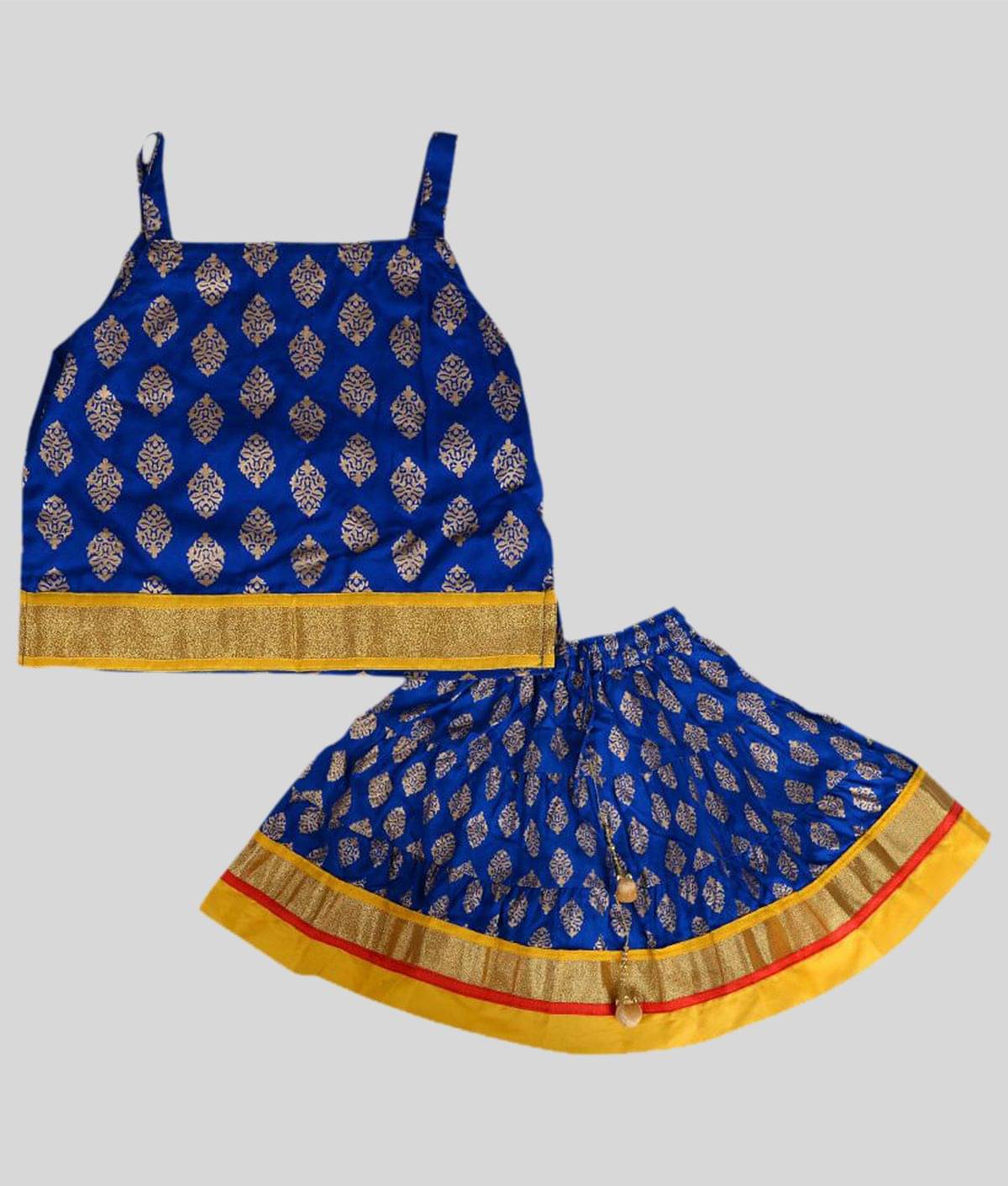     			Disha Rayon Lehenga & Crop Top For Girls ( Pack of 1 , Blue )