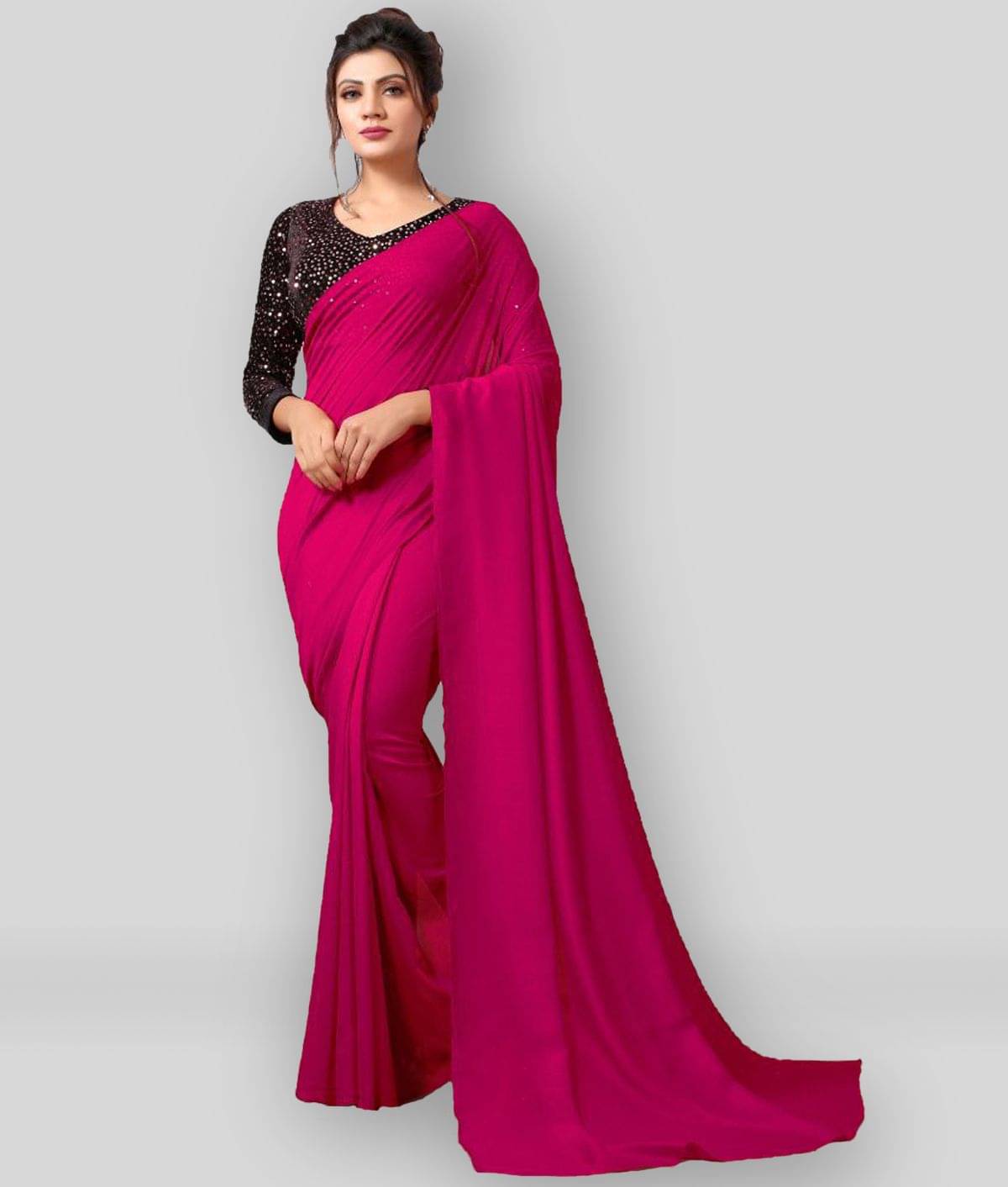     			Hritika Silk Blend Embroidered Saree With Unstitched Blouse Piece ( Pink )