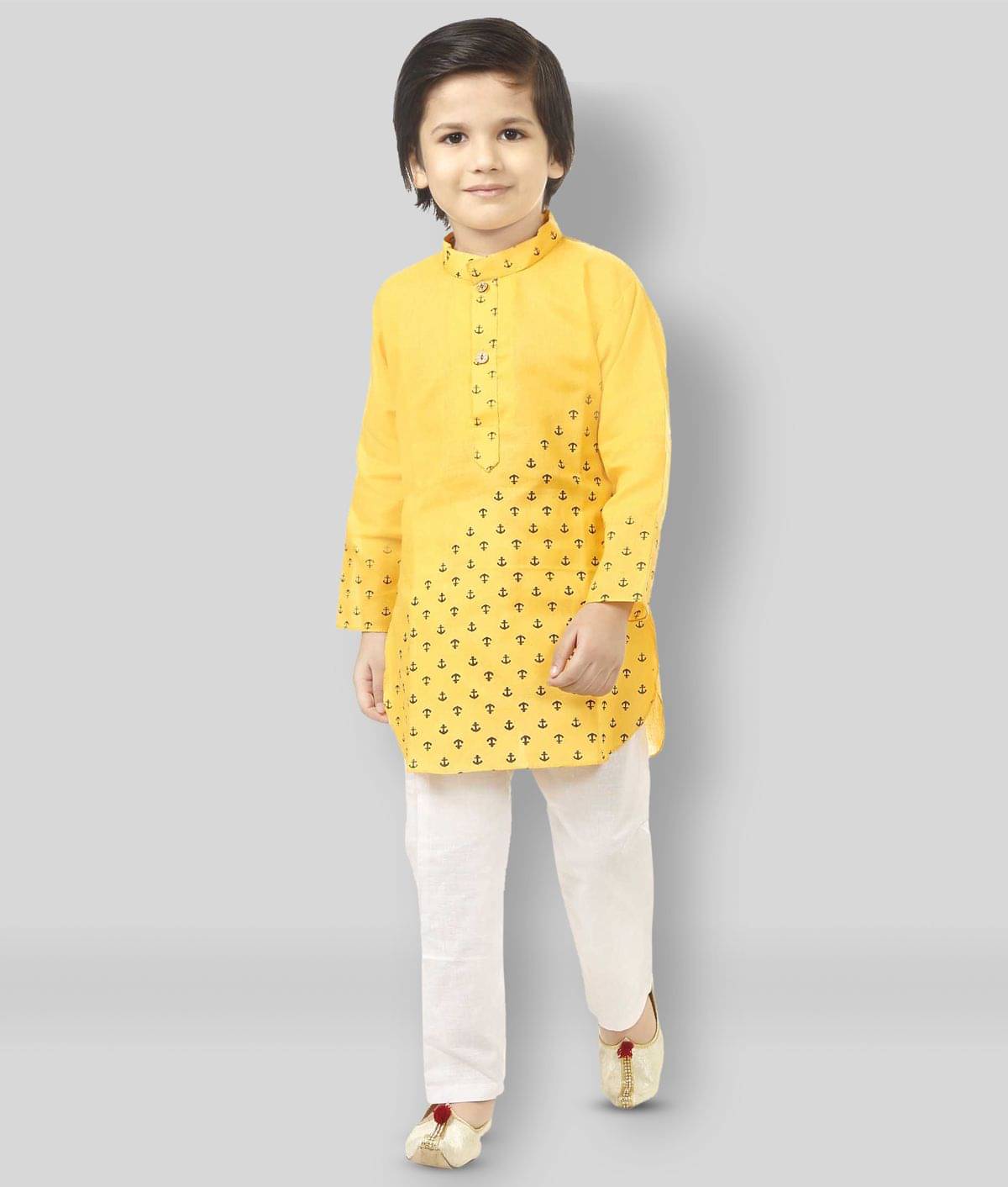     			JCT DRESSES Boys Cotton Blend Abstract - Pattern Kurta Pant Set ( Off White , Pack of 1 )