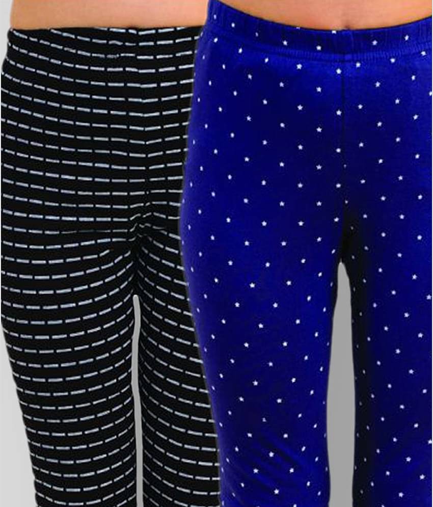 Kids Cave Pack of 2 Girls Cotton Blend Leggings ( Black )