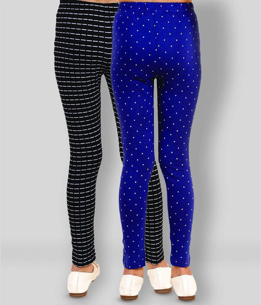 Kids Cave Pack of 2 Girls Cotton Blend Leggings ( Black )